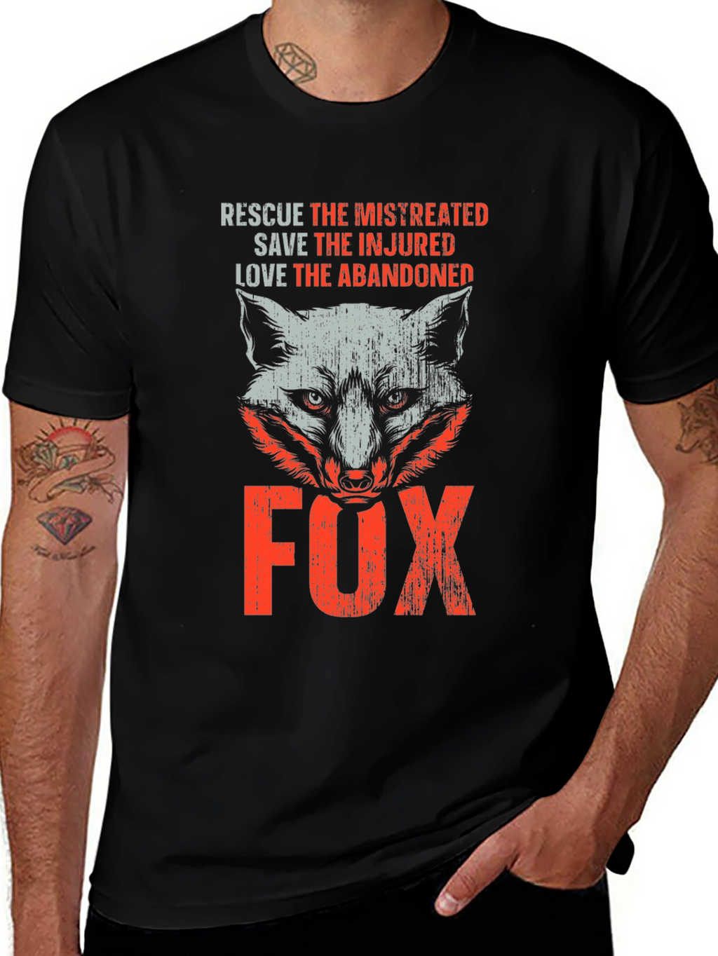 Rescue Fox Graphic T-Shirt - Animal Lover Tee