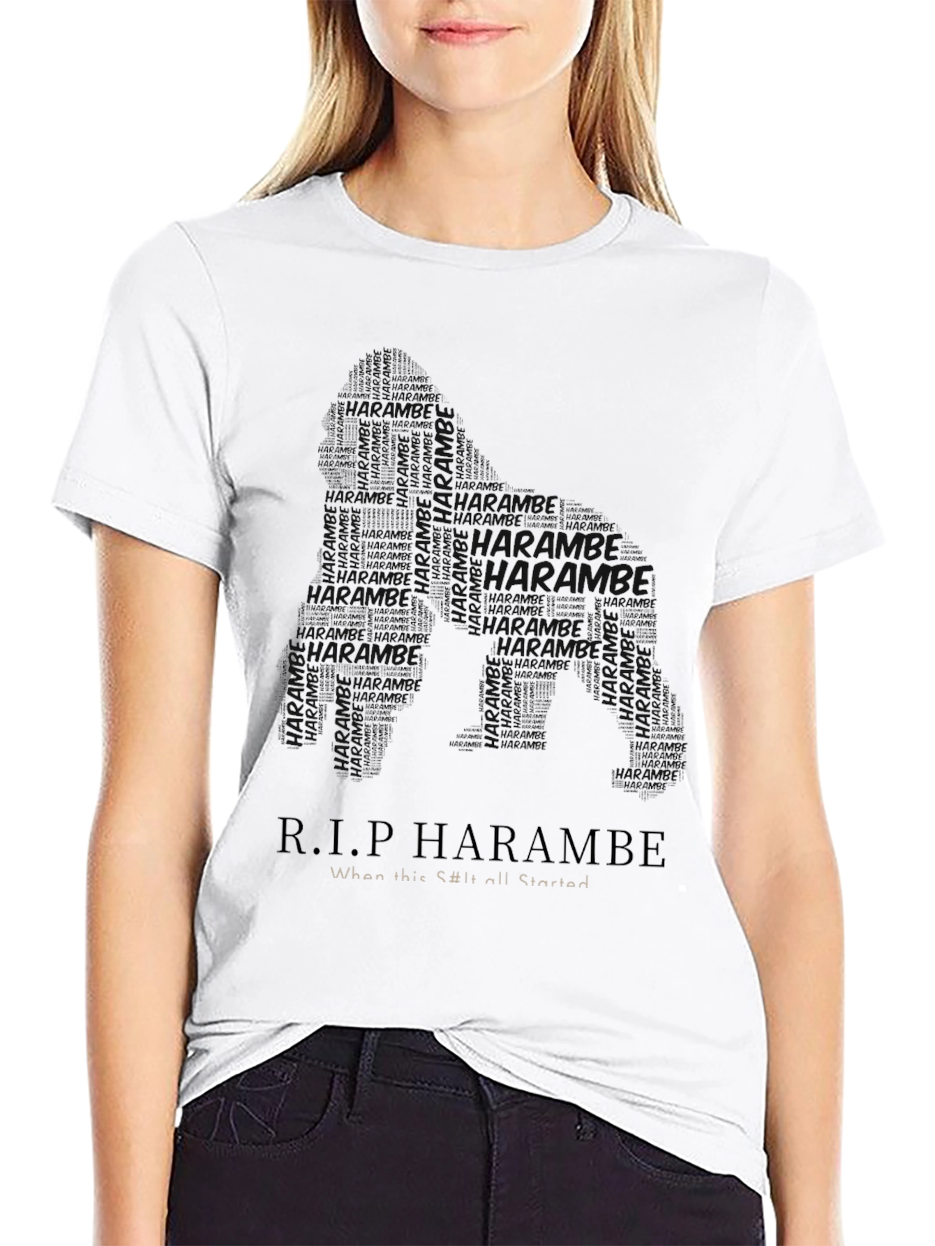 R.I.P Harambe T-Shirt Classic Black Tee