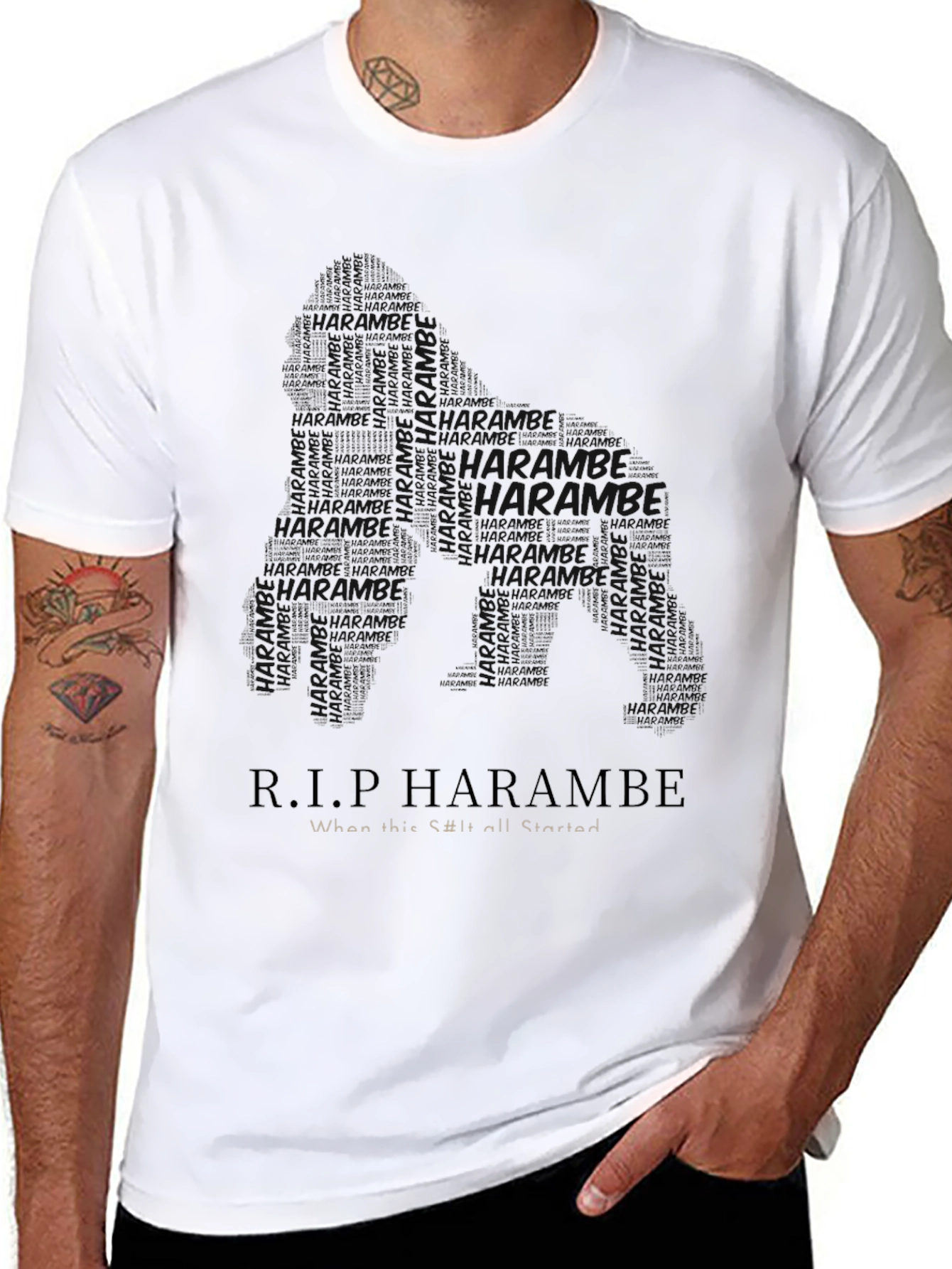 R.I.P Harambe T-Shirt Classic Black Tee