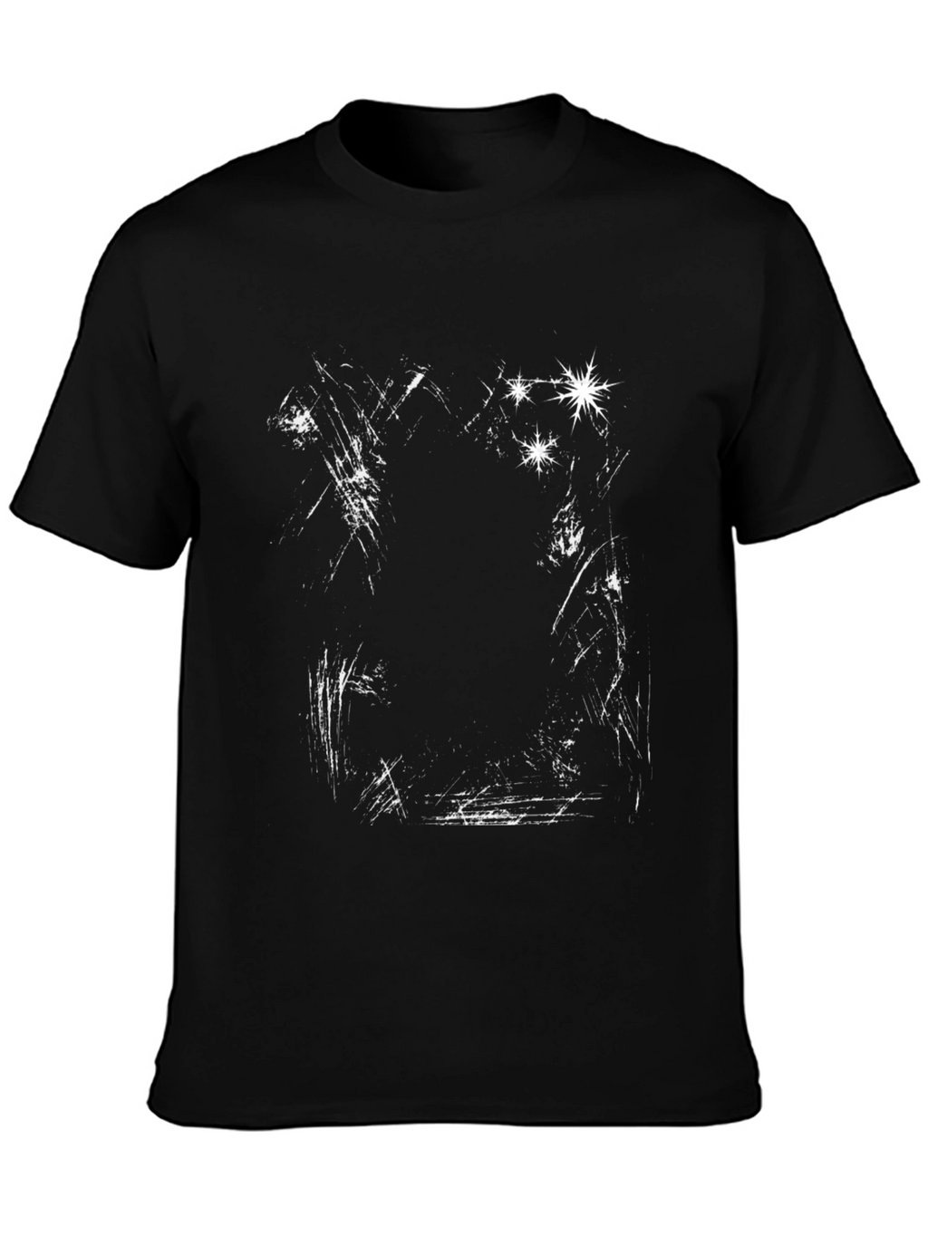 Abstract Scratch Print Black Tee