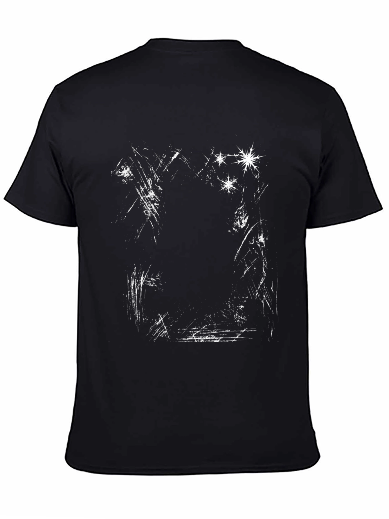 Abstract Scratch Print Black Tee