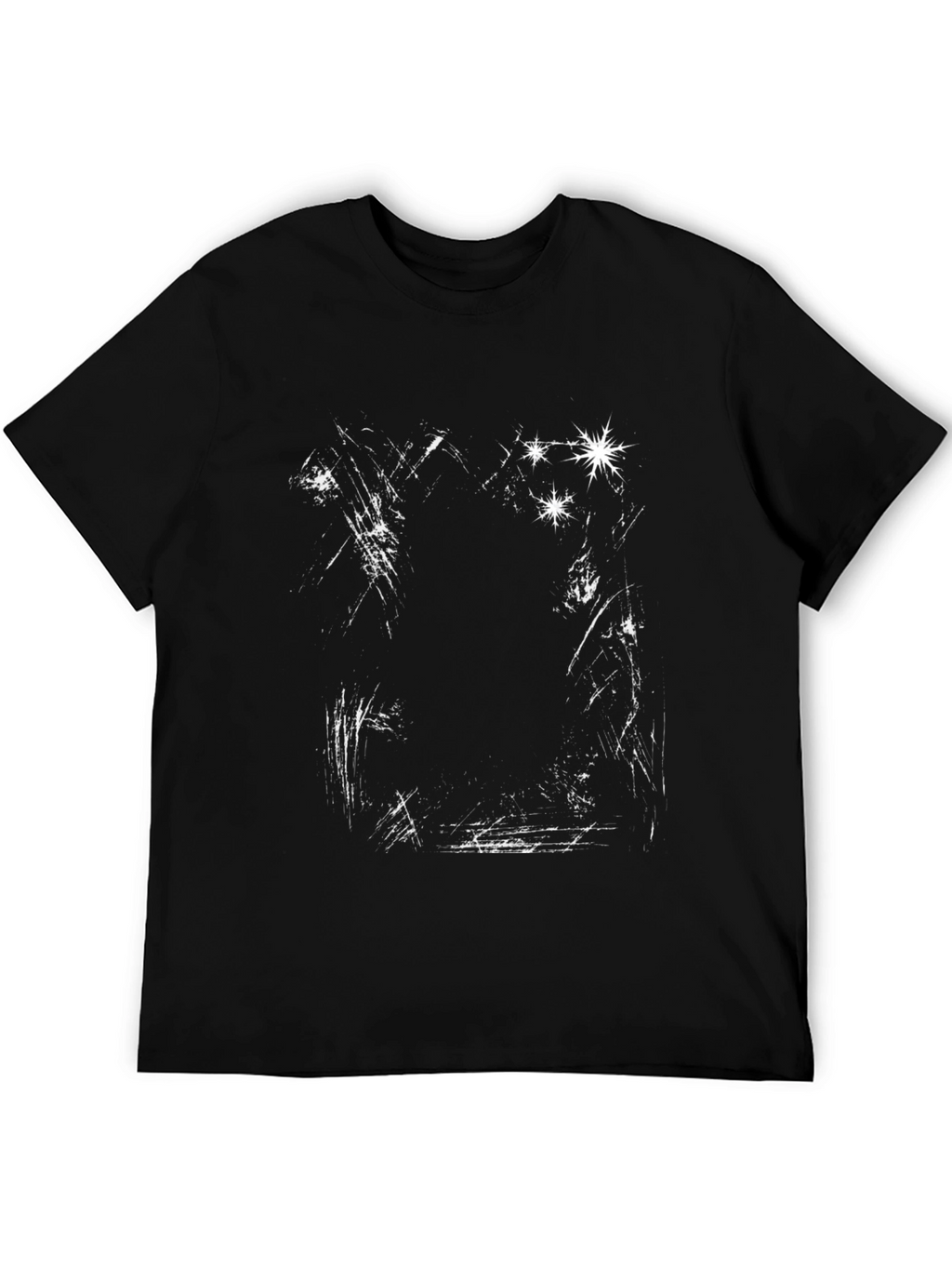 Abstract Scratch Print Black Tee