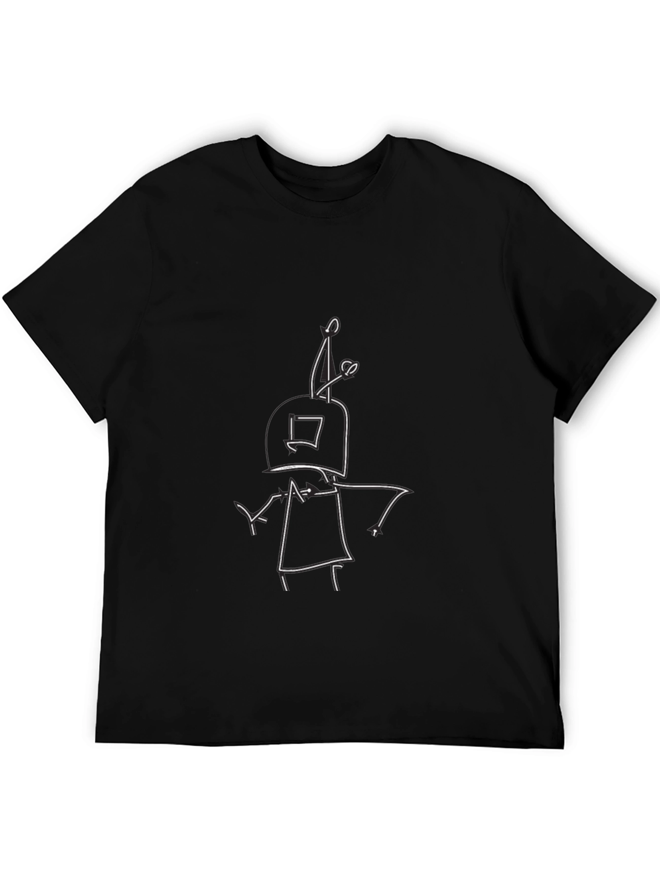 Unique Robot Doodle Black T-Shirt
