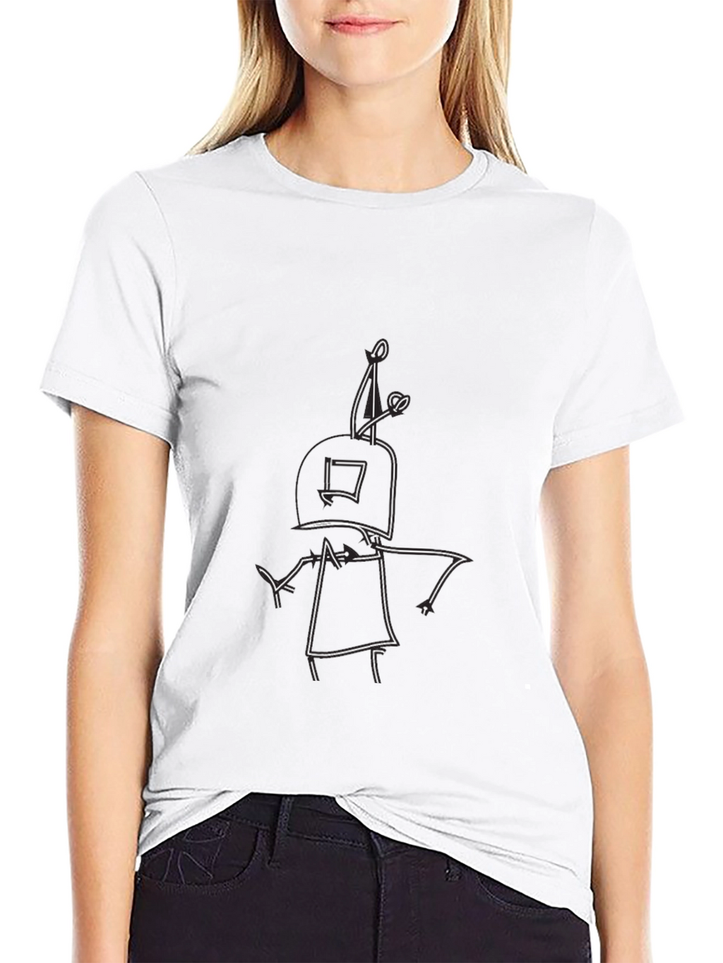 Unique Robot Doodle Black T-Shirt