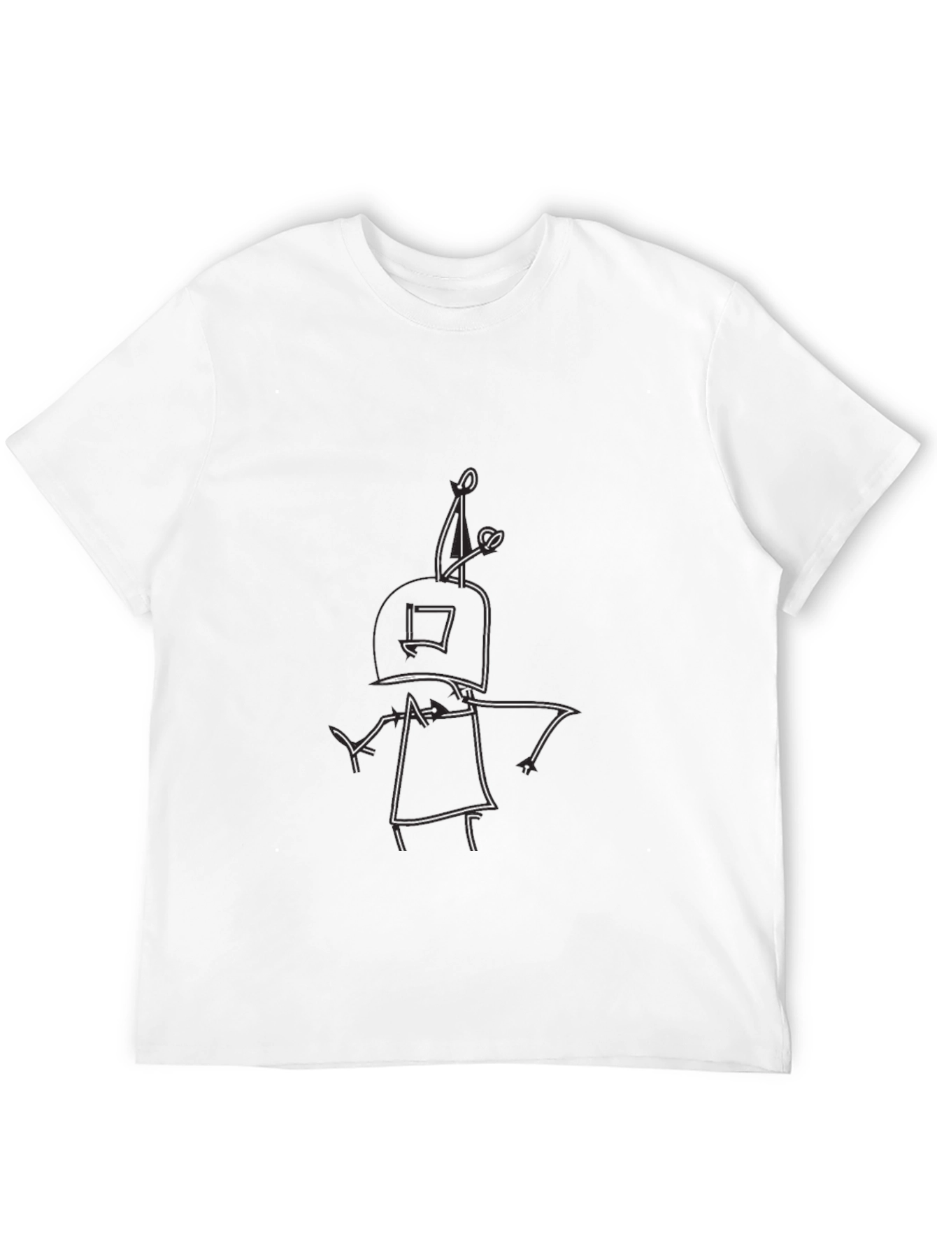 Unique Robot Doodle Black T-Shirt