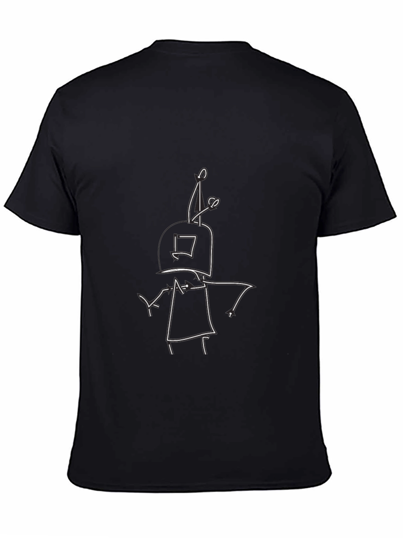 Unique Robot Doodle Black T-Shirt