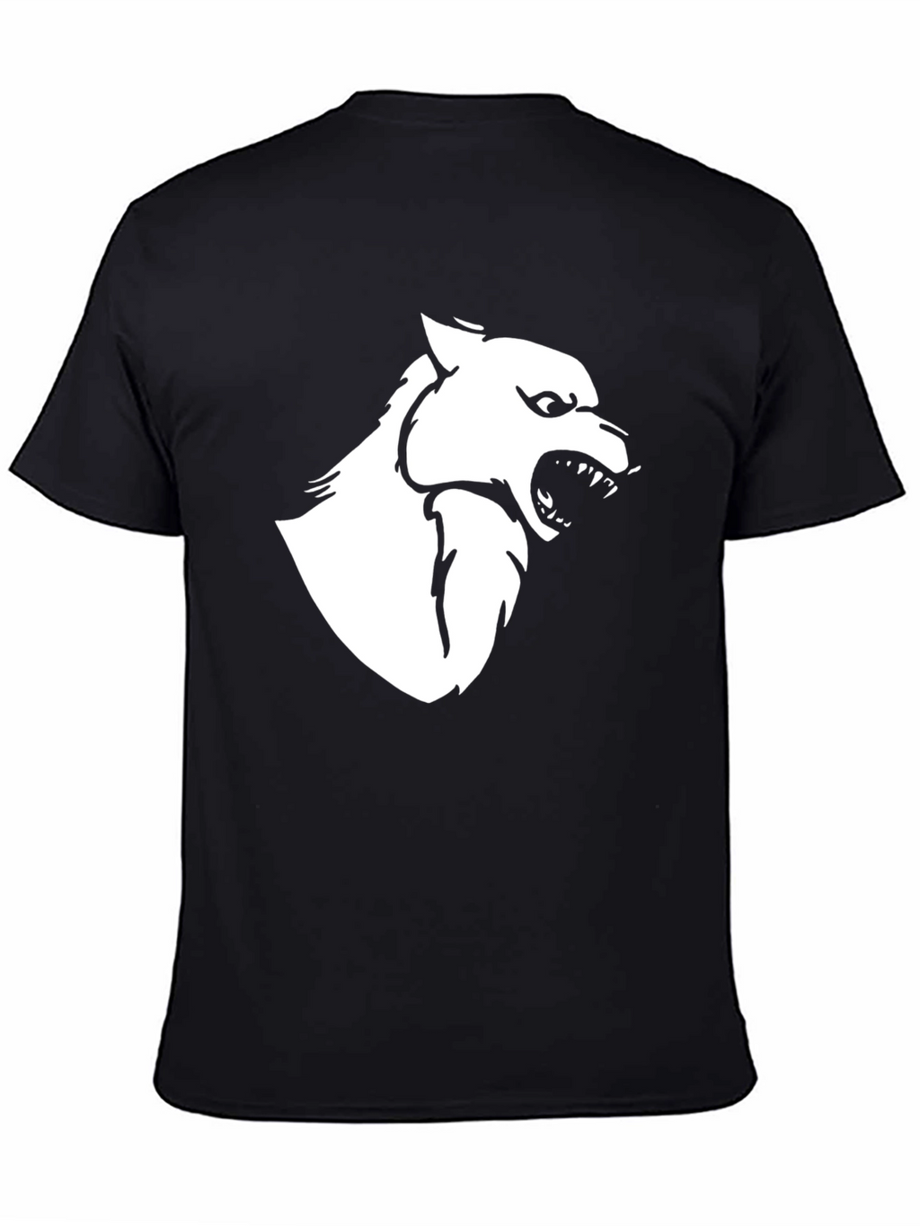Black T-Shirt with White Wolf Graphic