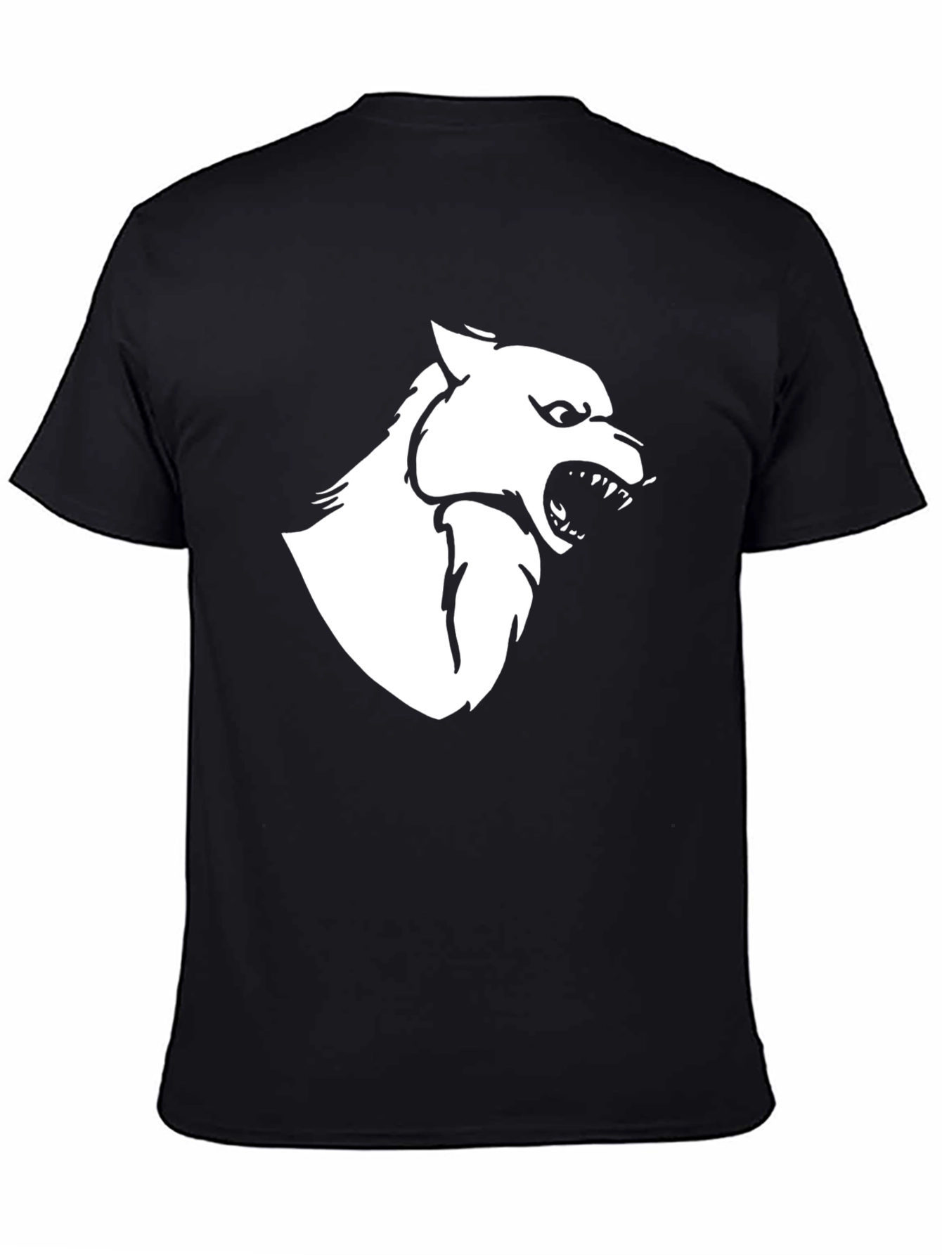 Black T-Shirt with White Wolf Graphic