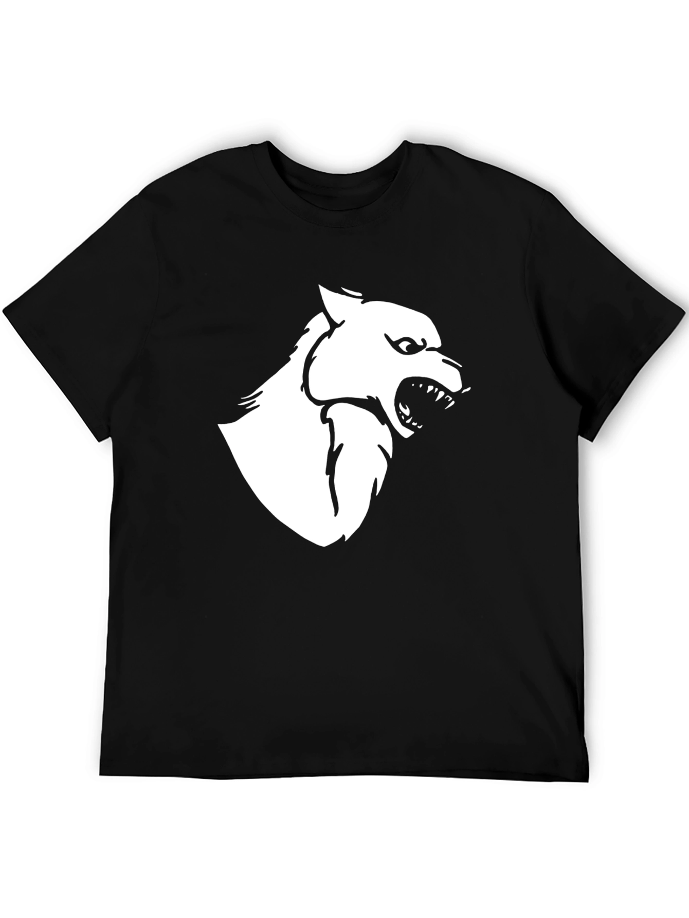 Black T-Shirt with White Wolf Graphic