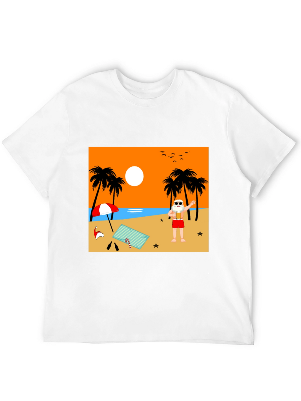 Beach Santa T-Shirt - Holiday Vacation Tee