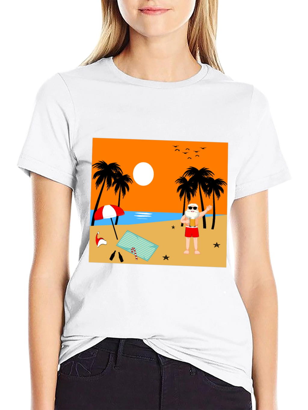 Beach Santa T-Shirt - Holiday Vacation Tee