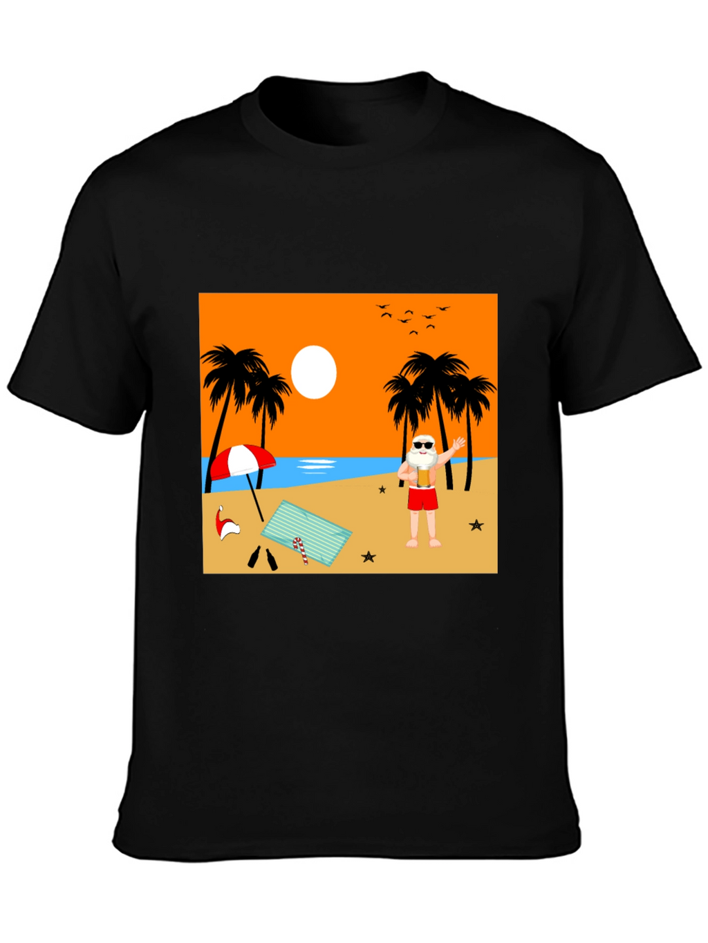 Beach Santa T-Shirt - Holiday Vacation Tee
