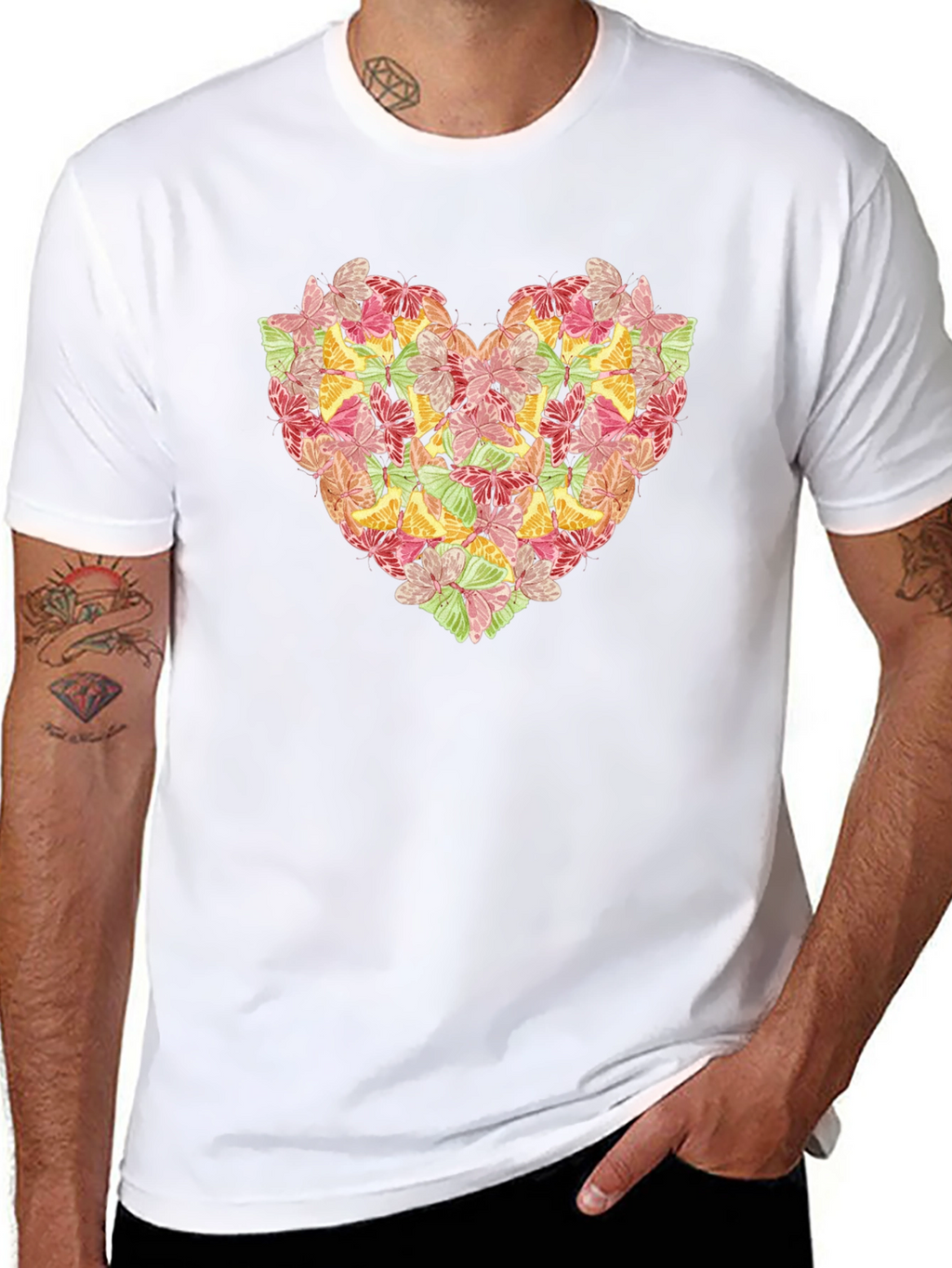 Butterfly Heart Graphic Black T-Shirt