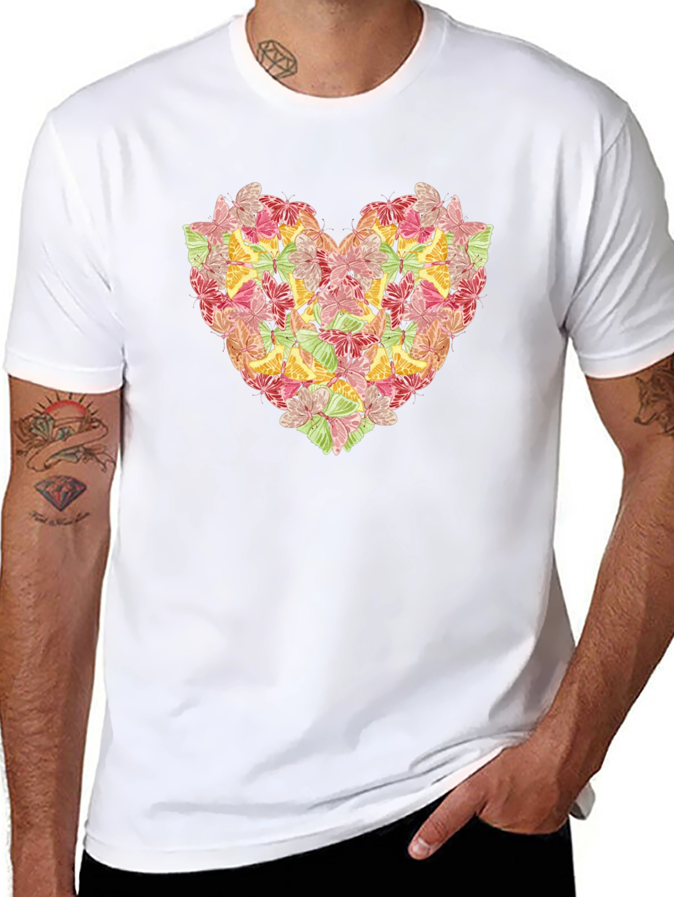 Butterfly Heart Graphic Black T-Shirt