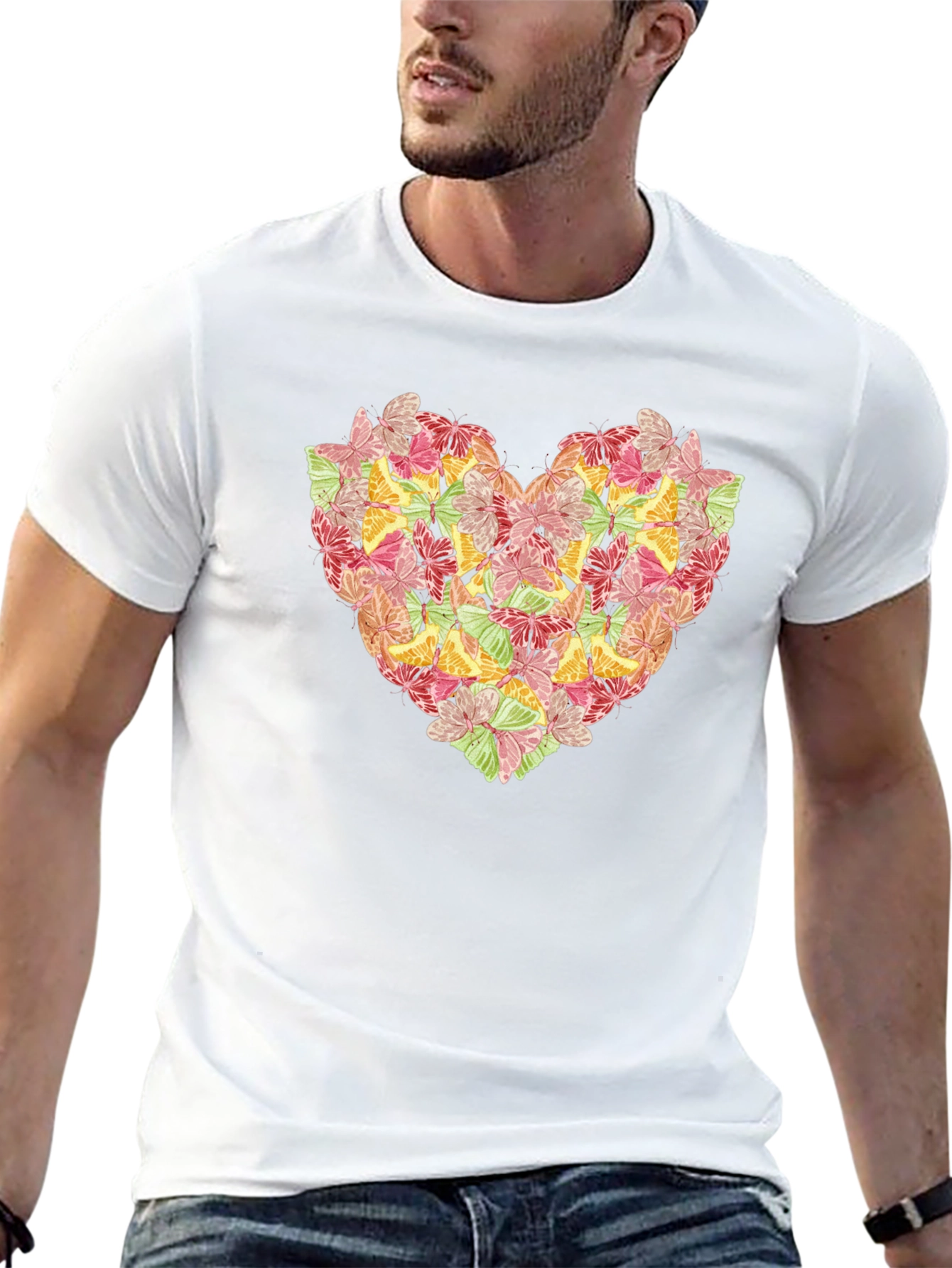 Butterfly Heart Graphic Black T-Shirt