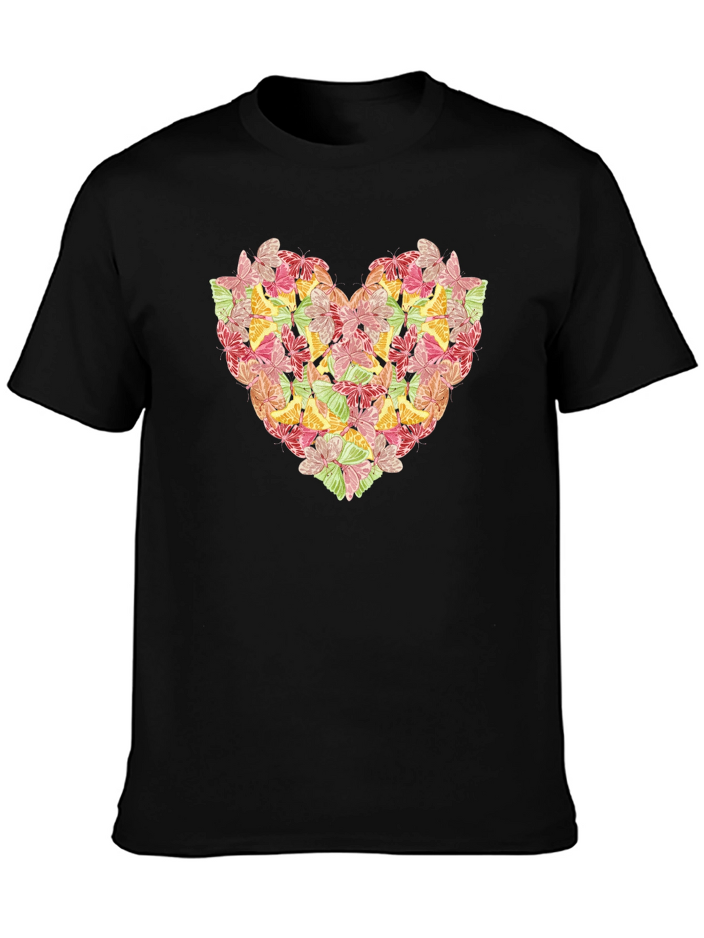 Butterfly Heart Graphic Black T-Shirt