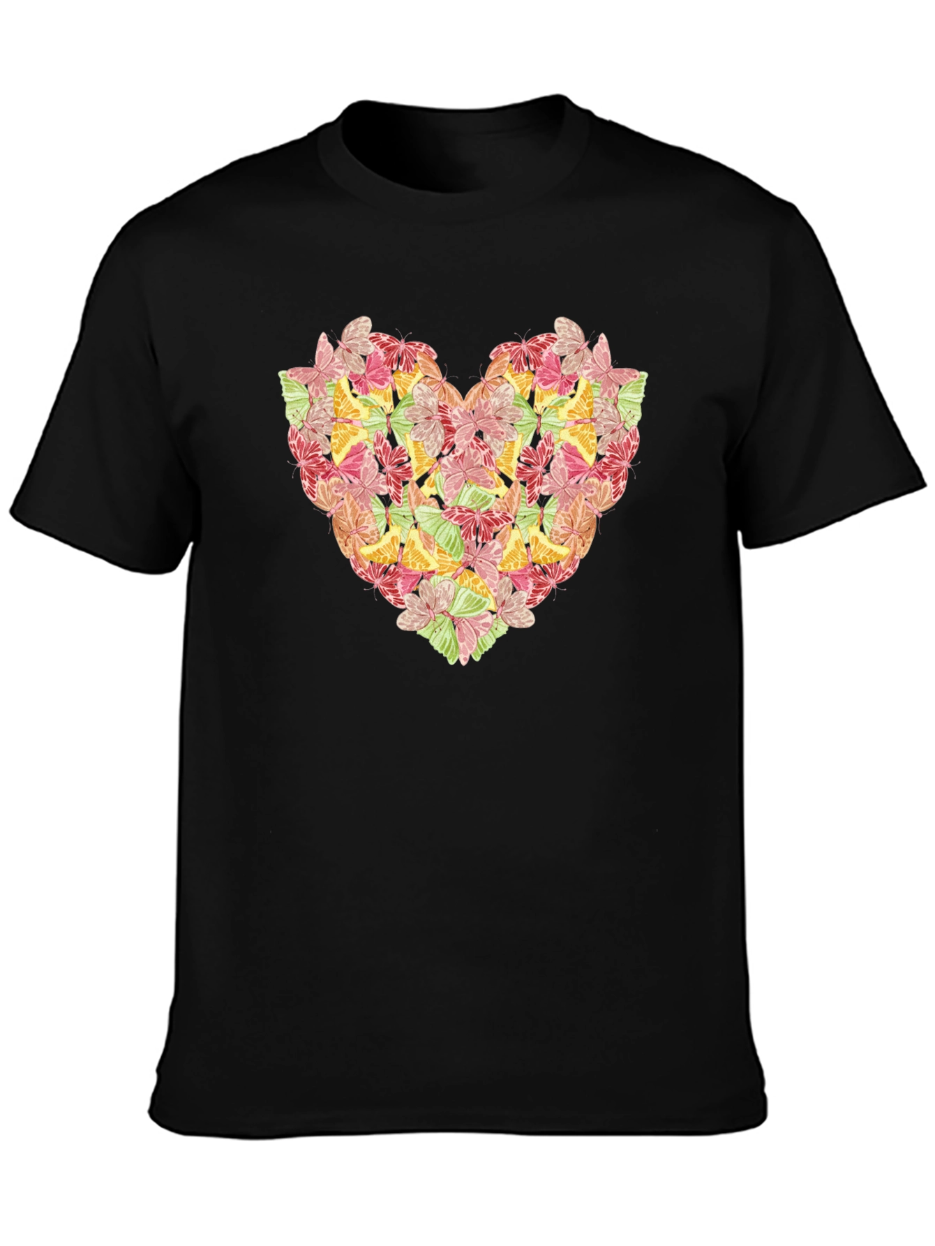 Butterfly Heart Graphic Black T-Shirt