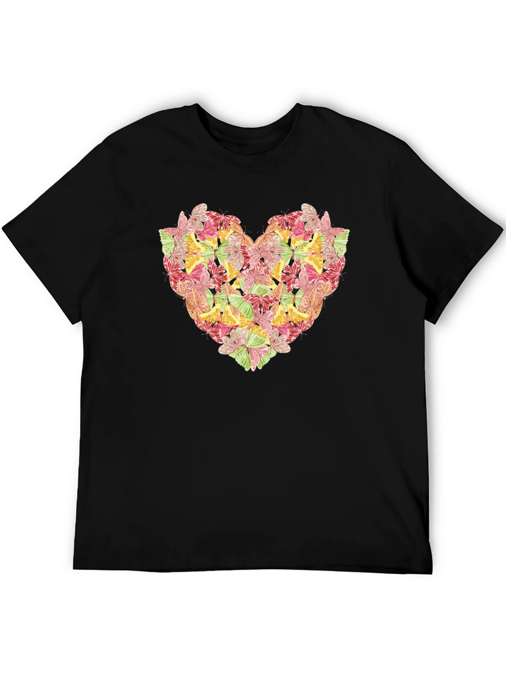 Butterfly Heart Graphic Black T-Shirt