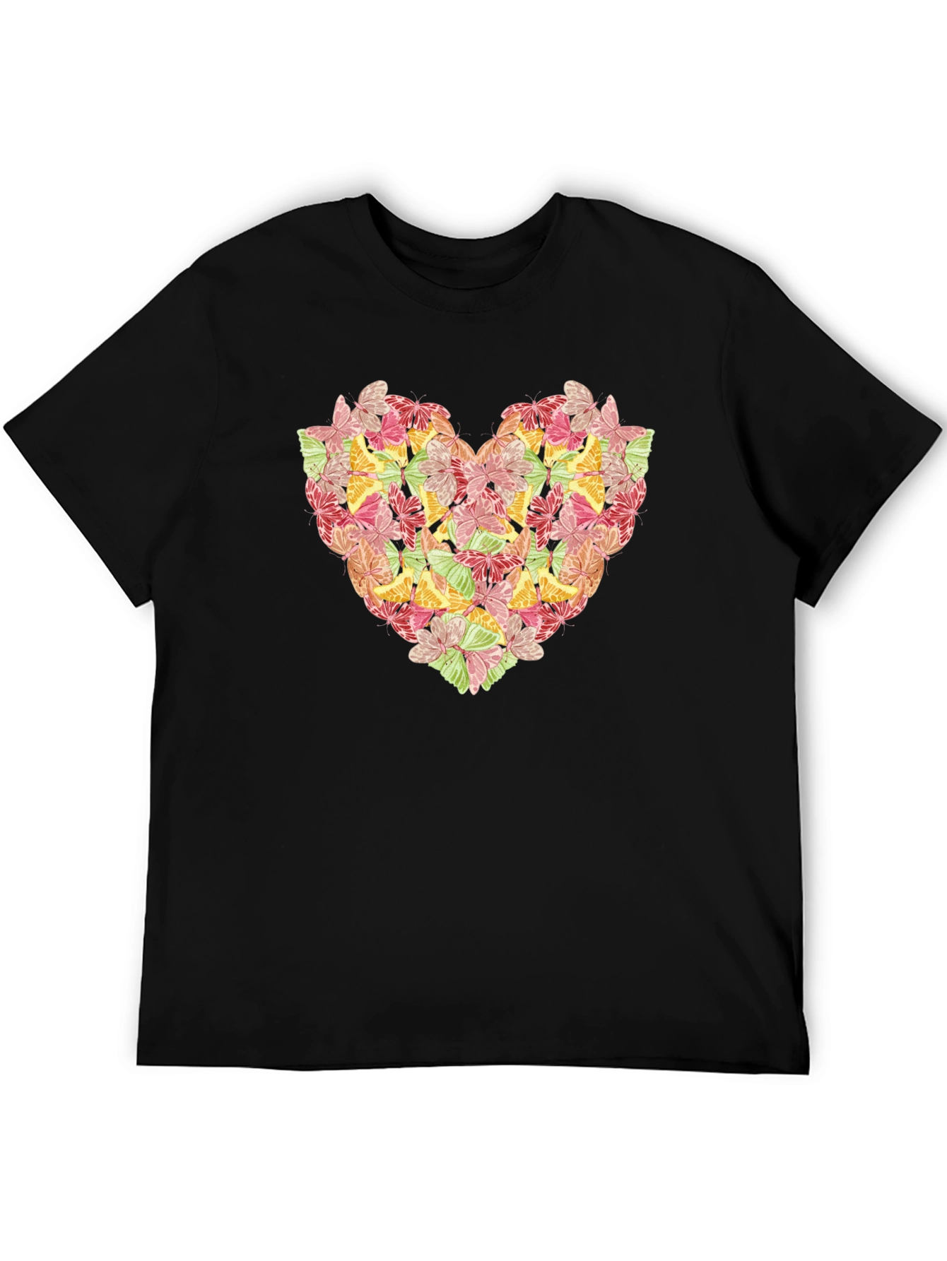 Butterfly Heart Graphic Black T-Shirt