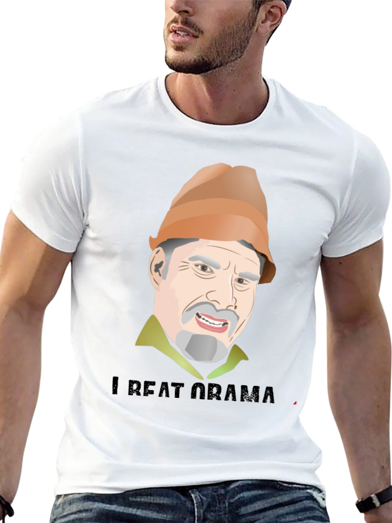 I Beat Obama T-Shirt Funny Political Humor Tee