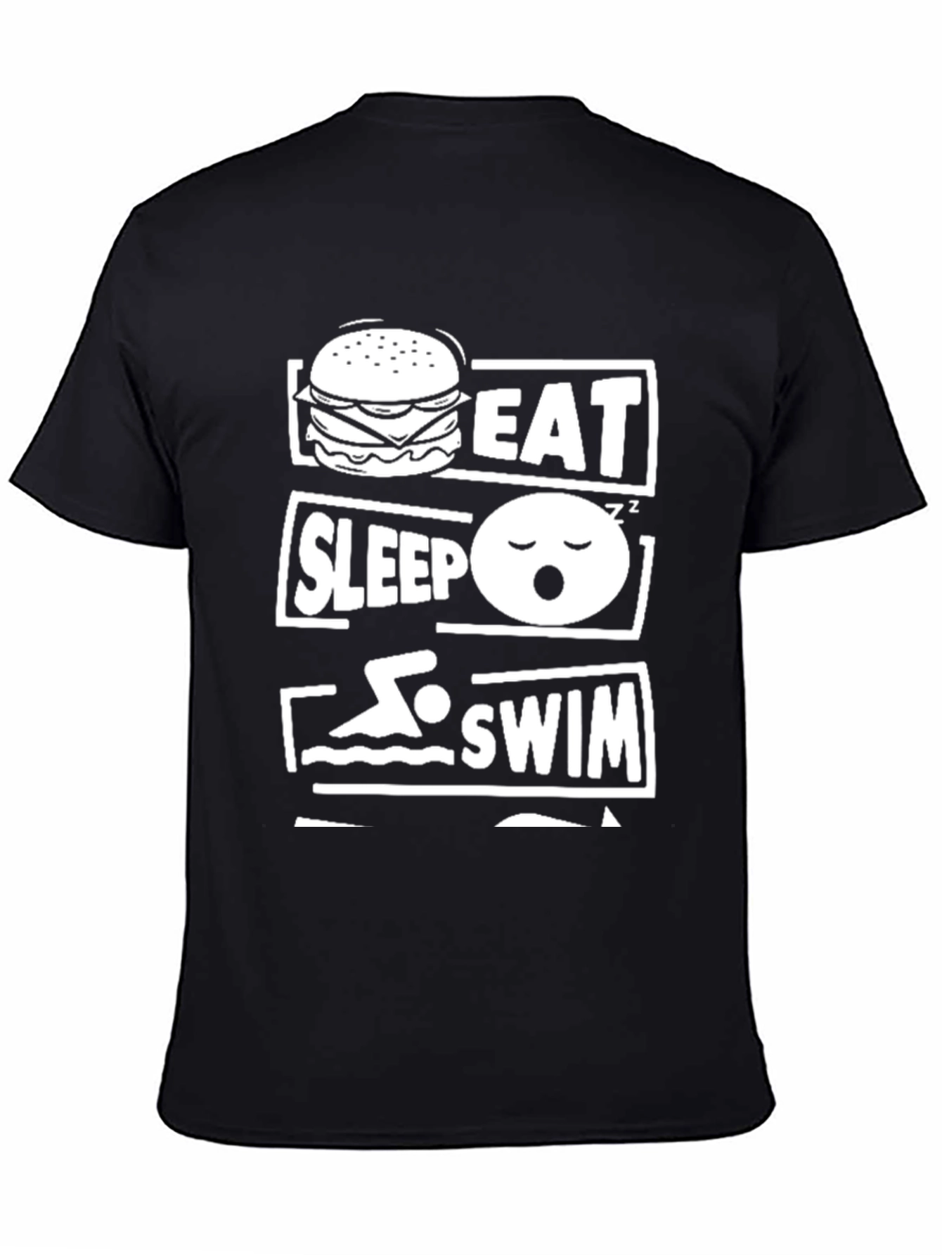 Eat Sleep Swim Graphic T-Shirt - Black Cotton Tee