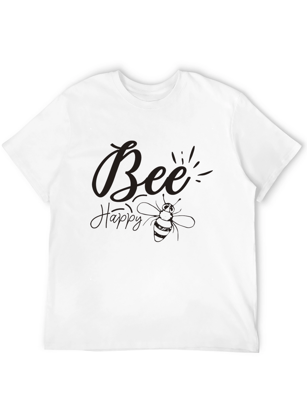 Bee Happy Graphic Tee - Black Casual T-Shirt
