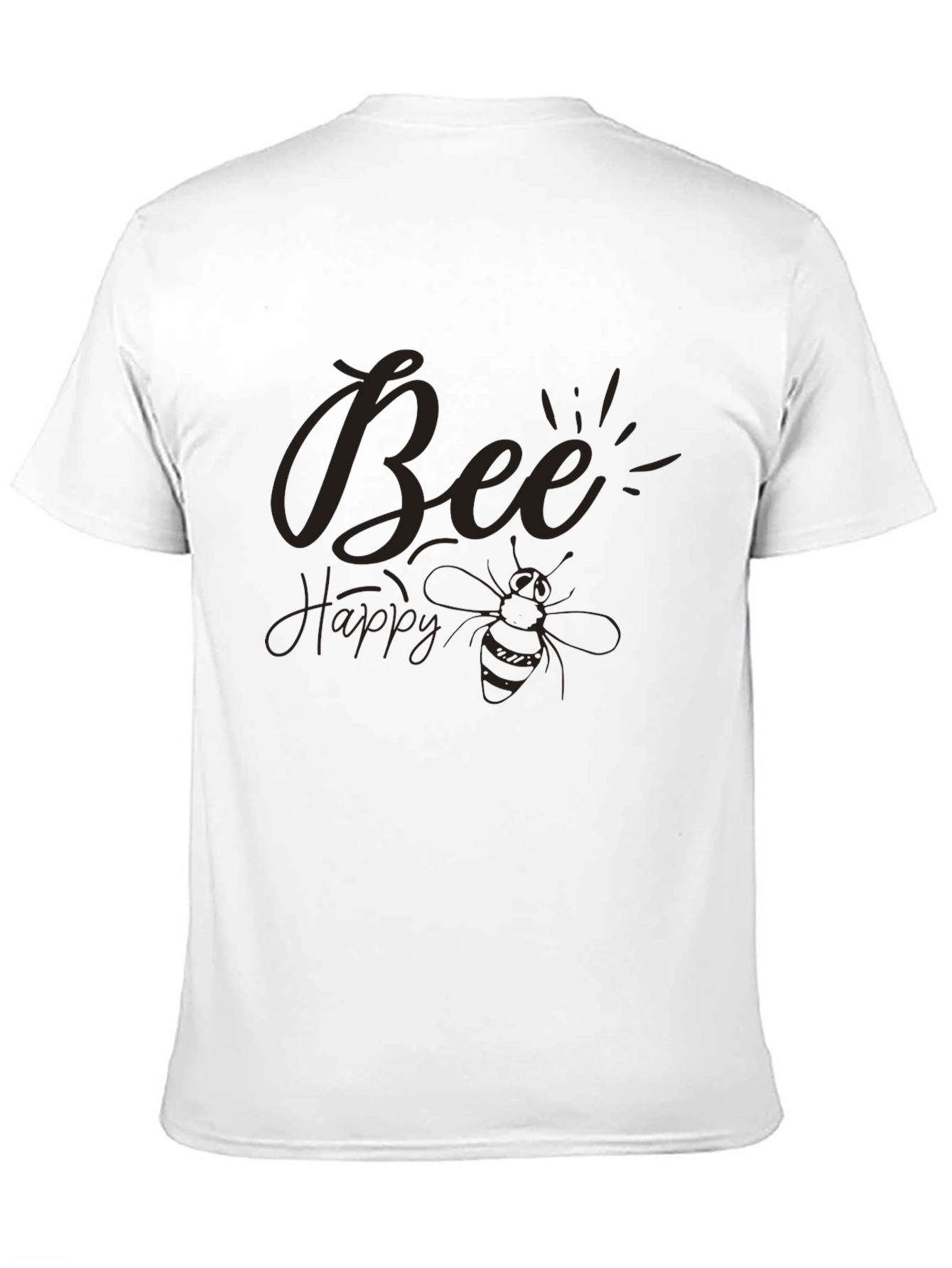 Bee Happy Graphic Tee - Black Casual T-Shirt