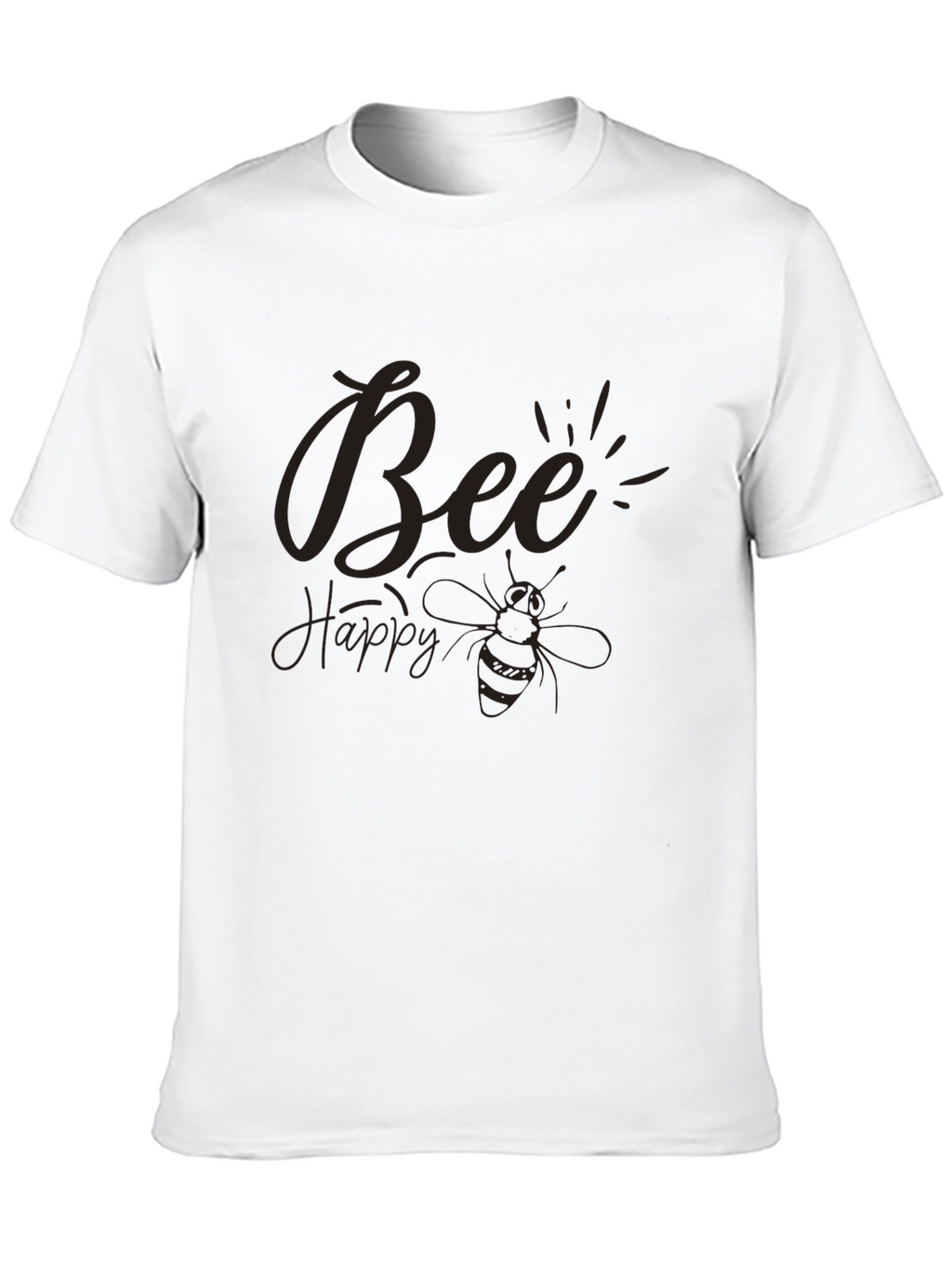 Bee Happy Graphic Tee - Black Casual T-Shirt