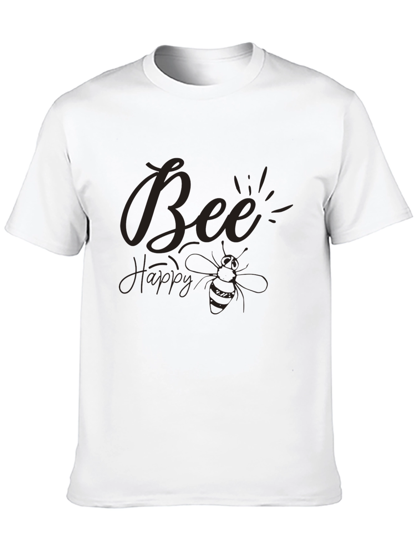 Bee Happy Graphic Tee - Black Casual T-Shirt