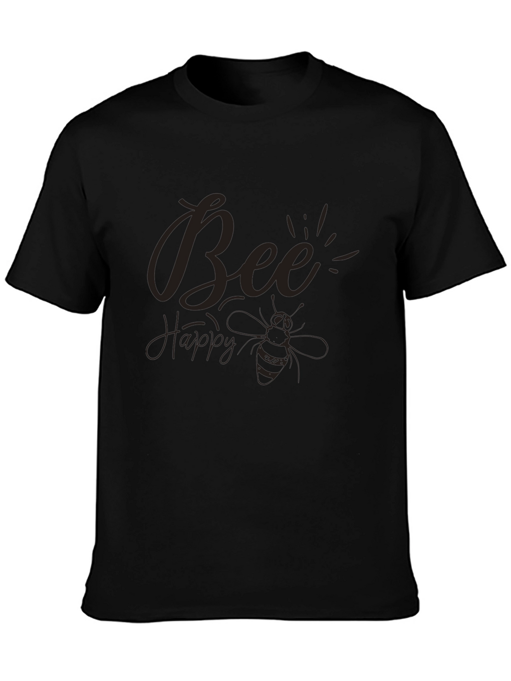Bee Happy Graphic Tee - Black Casual T-Shirt