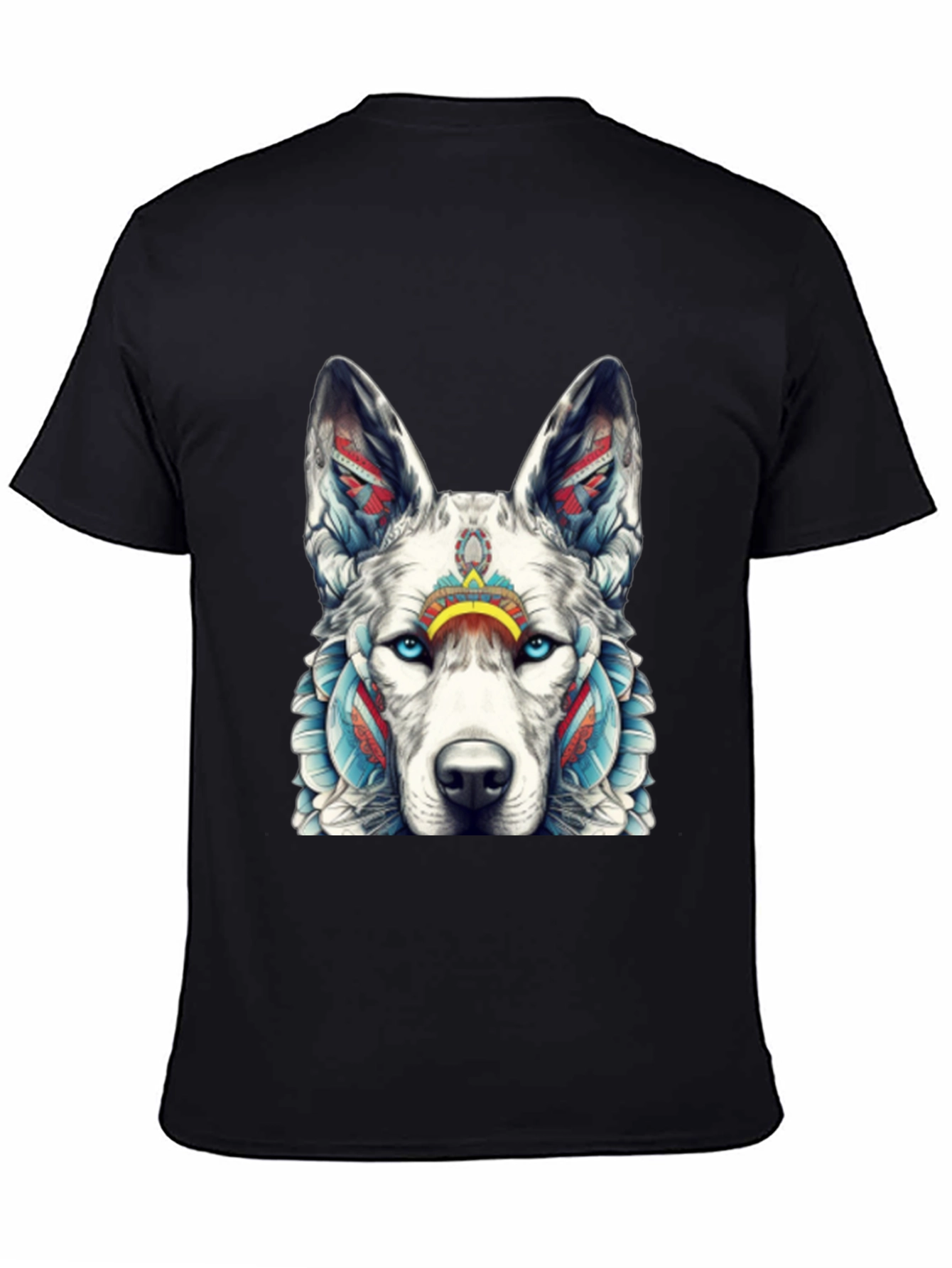 Wolf Graphic Tee - Tribal Style T-Shirt