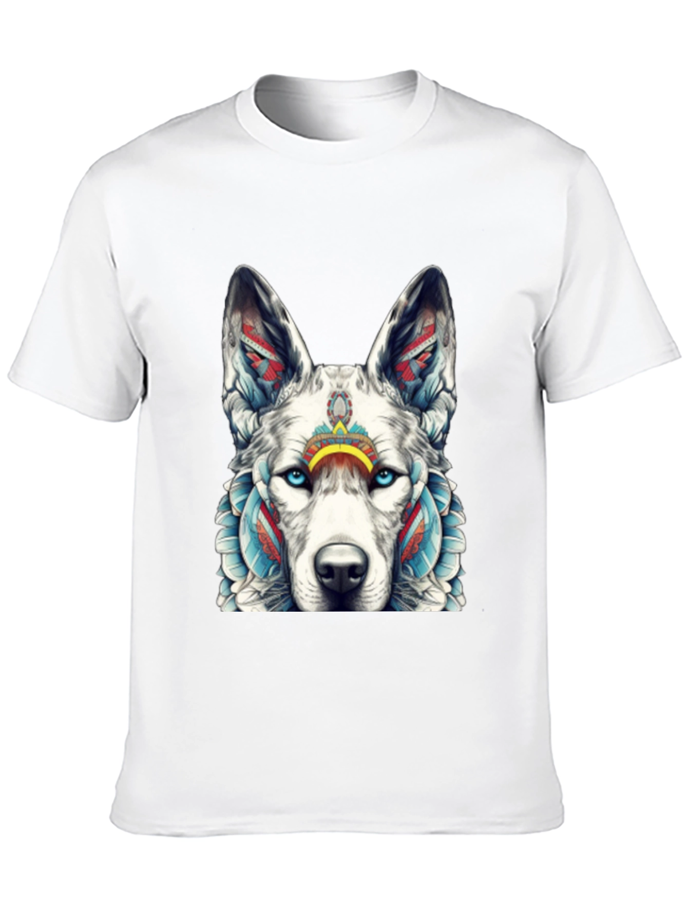 Wolf Graphic Tee - Tribal Style T-Shirt