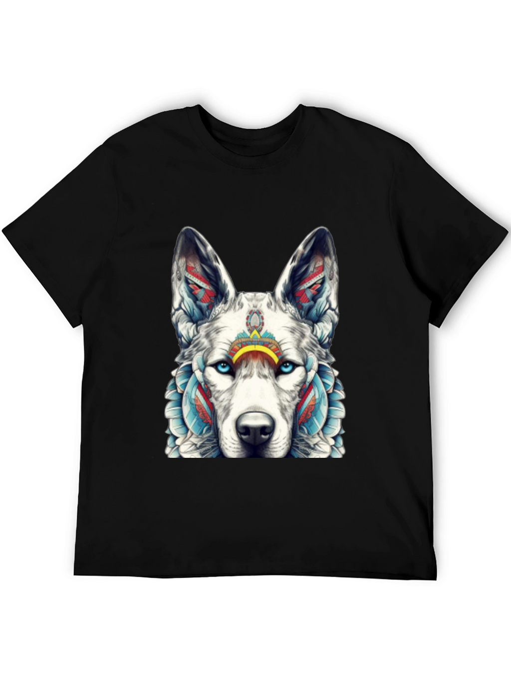 Wolf Graphic Tee - Tribal Style T-Shirt