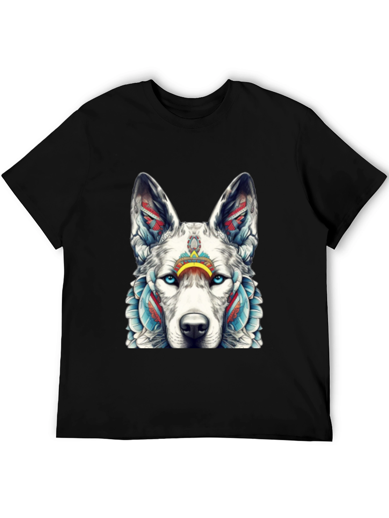 Wolf Graphic Tee - Tribal Style T-Shirt