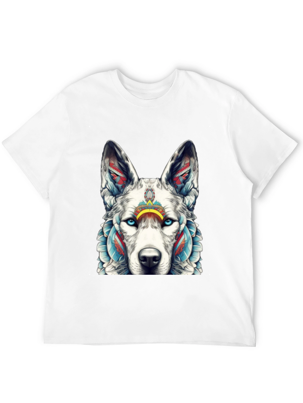 Wolf Graphic Tee - Tribal Style T-Shirt