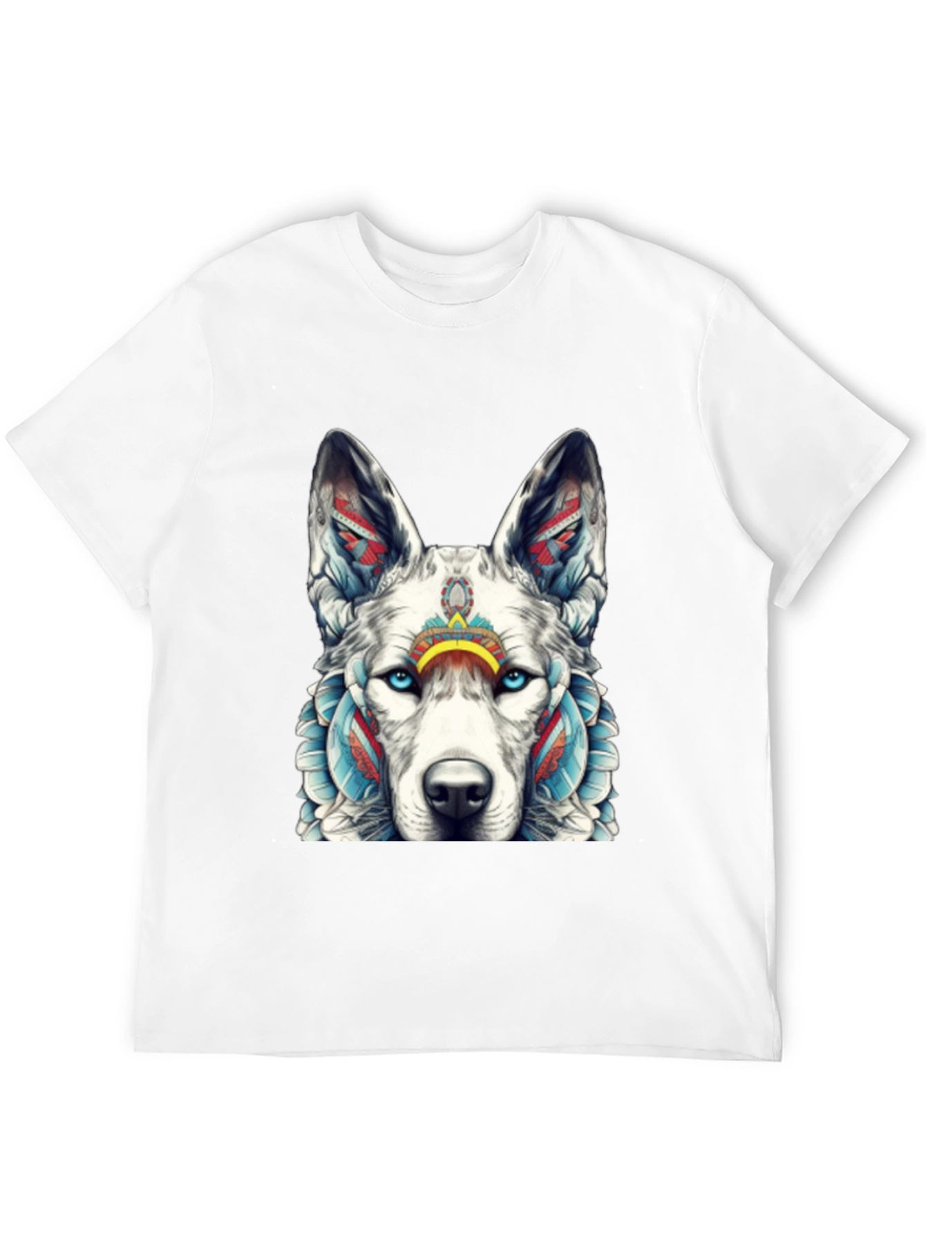 Wolf Graphic Tee - Tribal Style T-Shirt