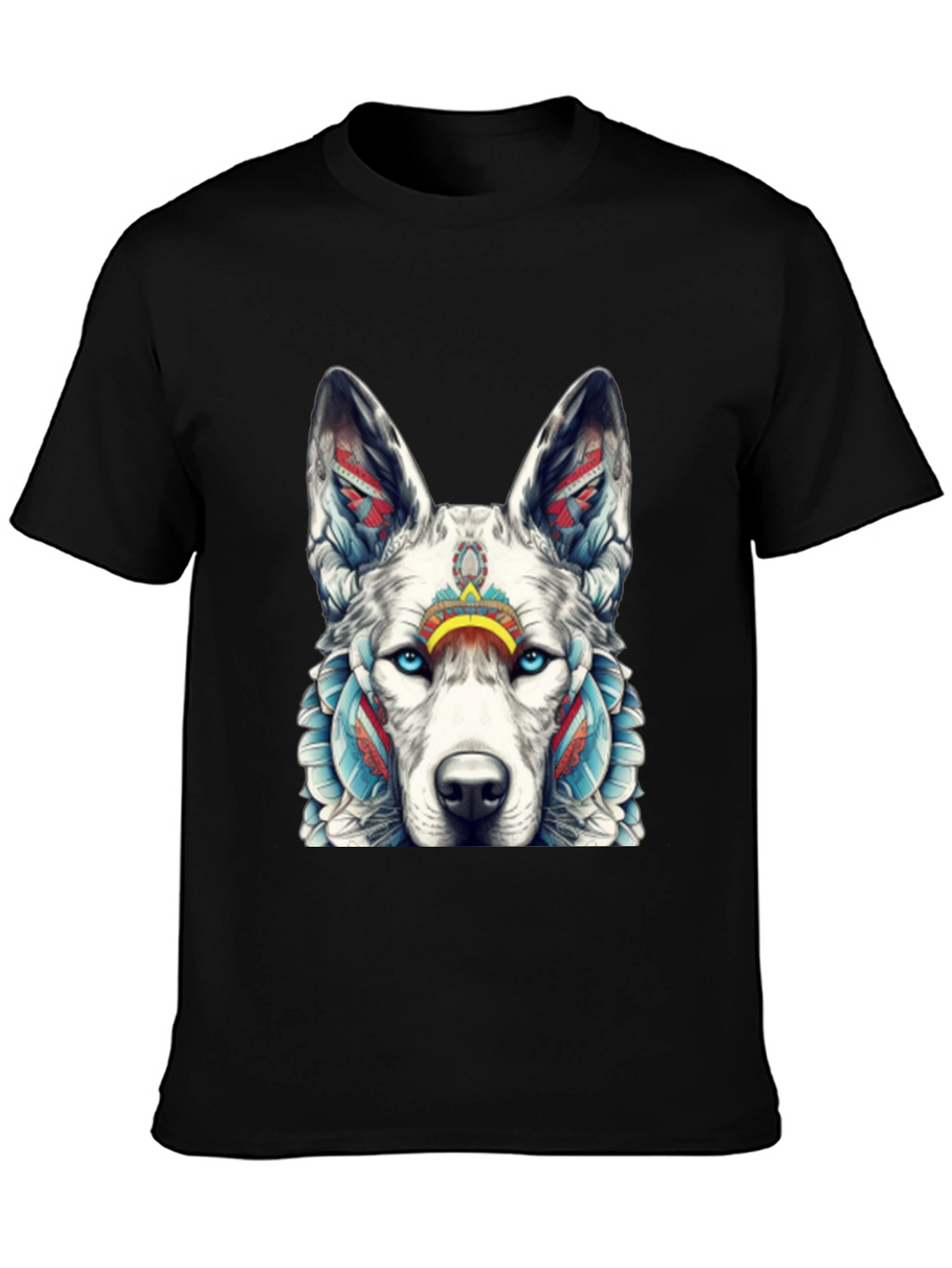 Wolf Graphic Tee - Tribal Style T-Shirt