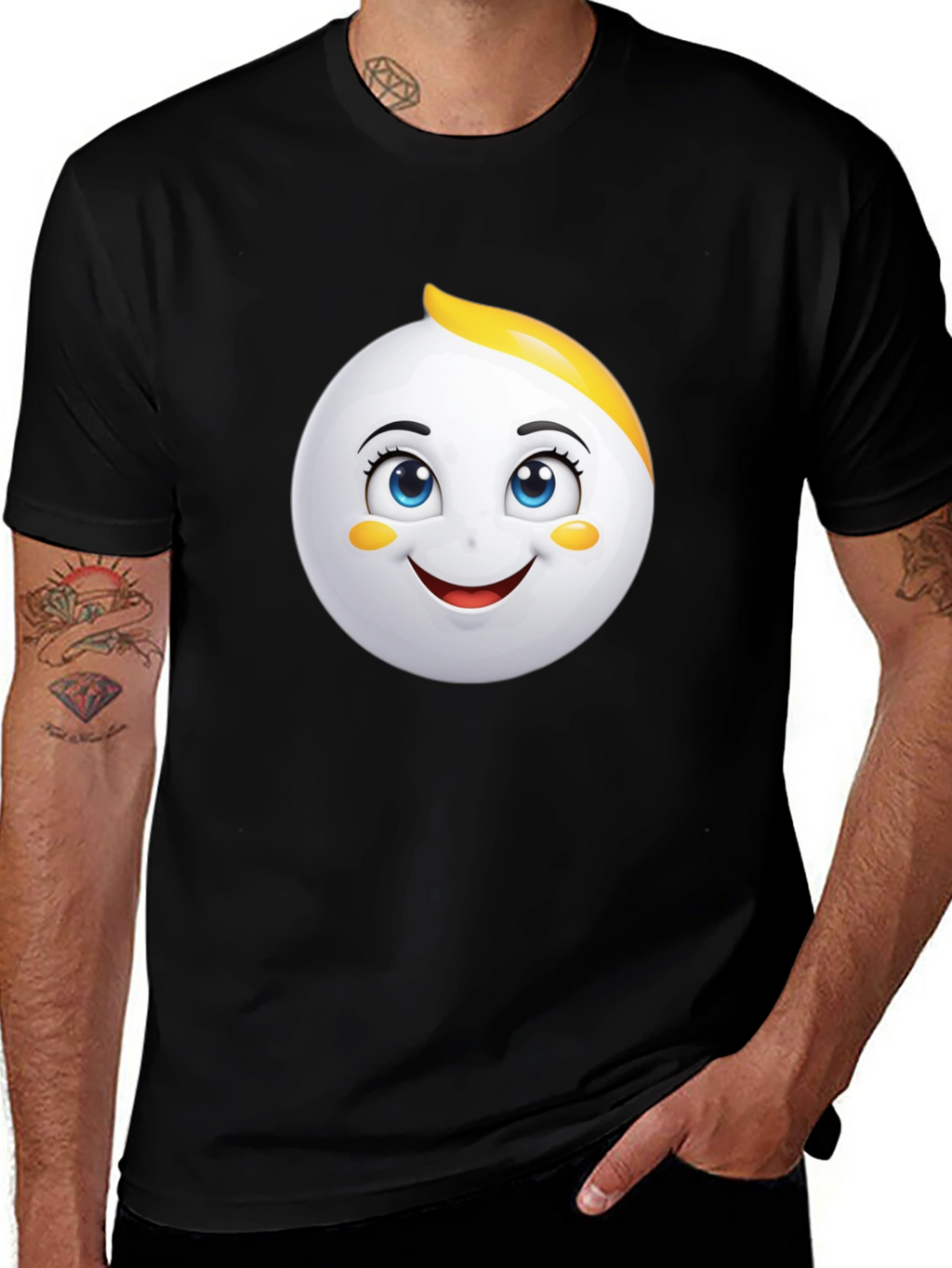 Emoji Face Graphic Black T-Shirt