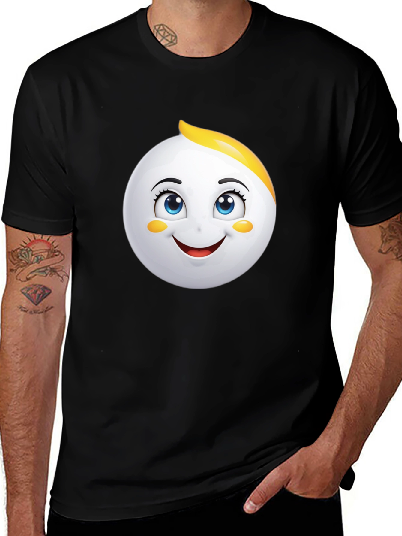 Emoji Face Graphic Black T-Shirt