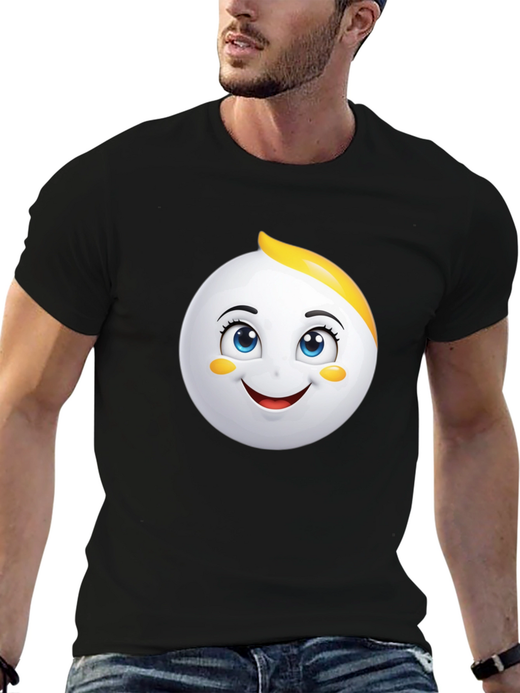 Emoji Face Graphic Black T-Shirt