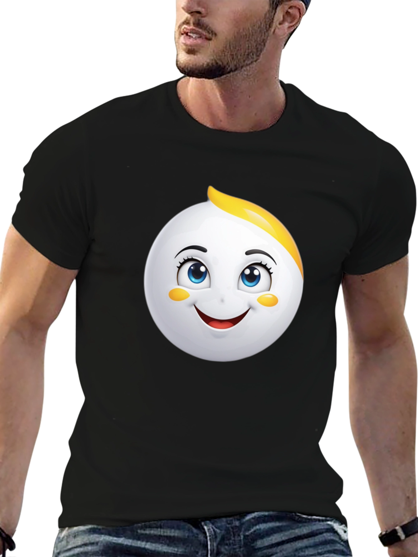 Emoji Face Graphic Black T-Shirt