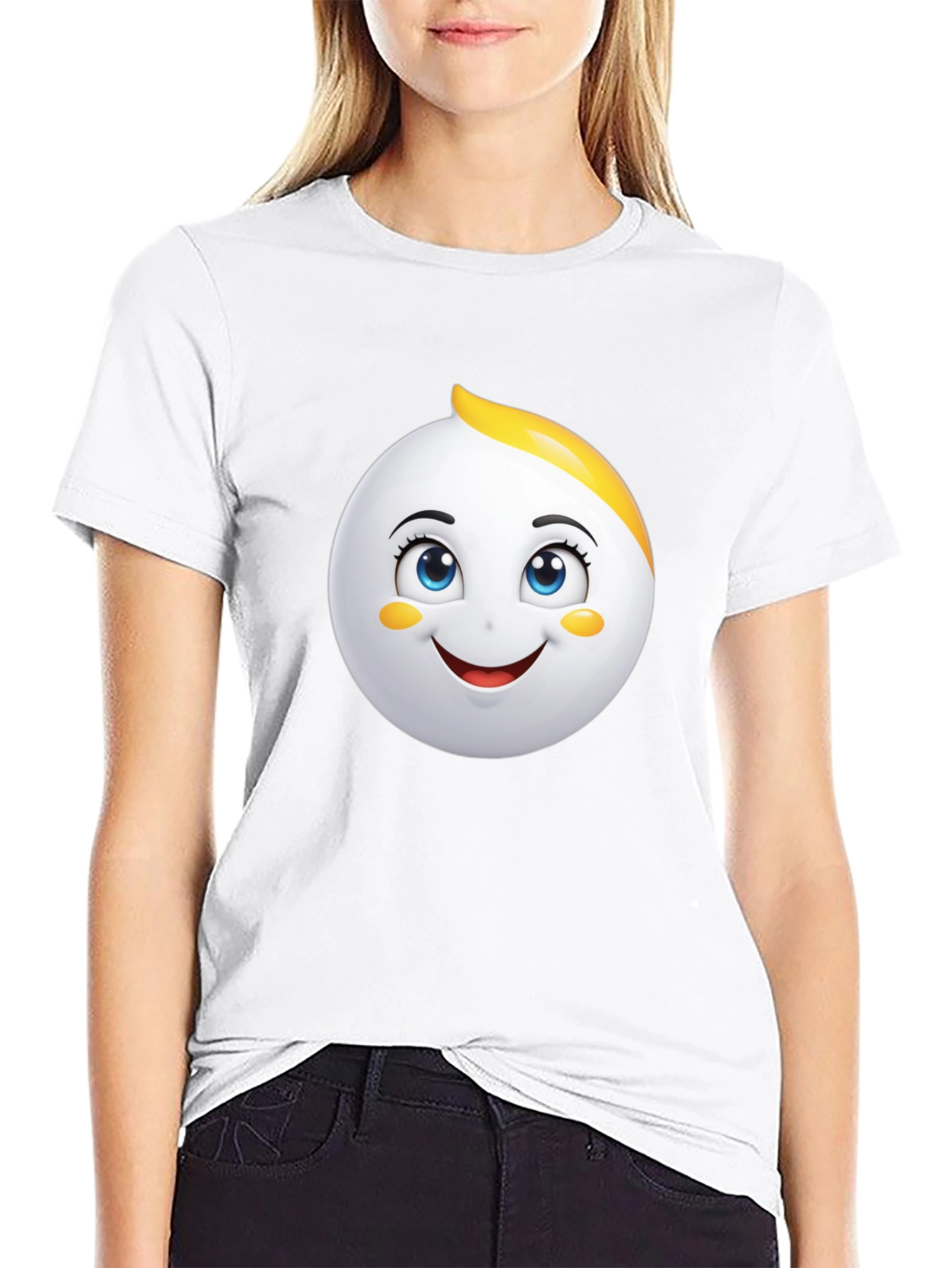 Emoji Face Graphic Black T-Shirt