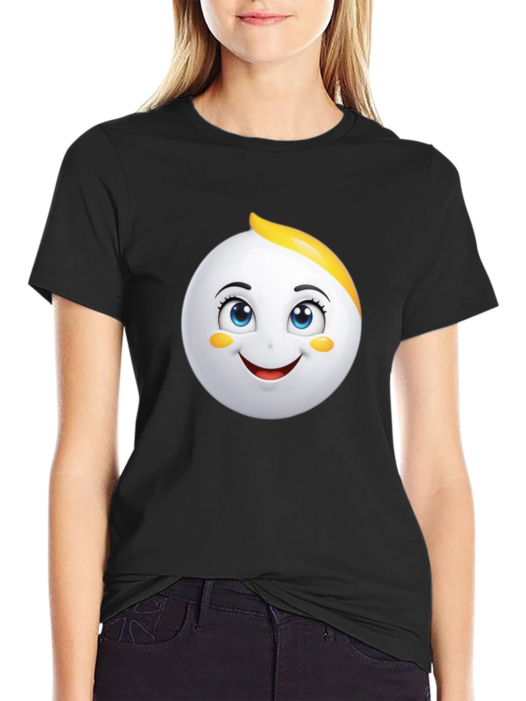 Emoji Face Graphic Black T-Shirt