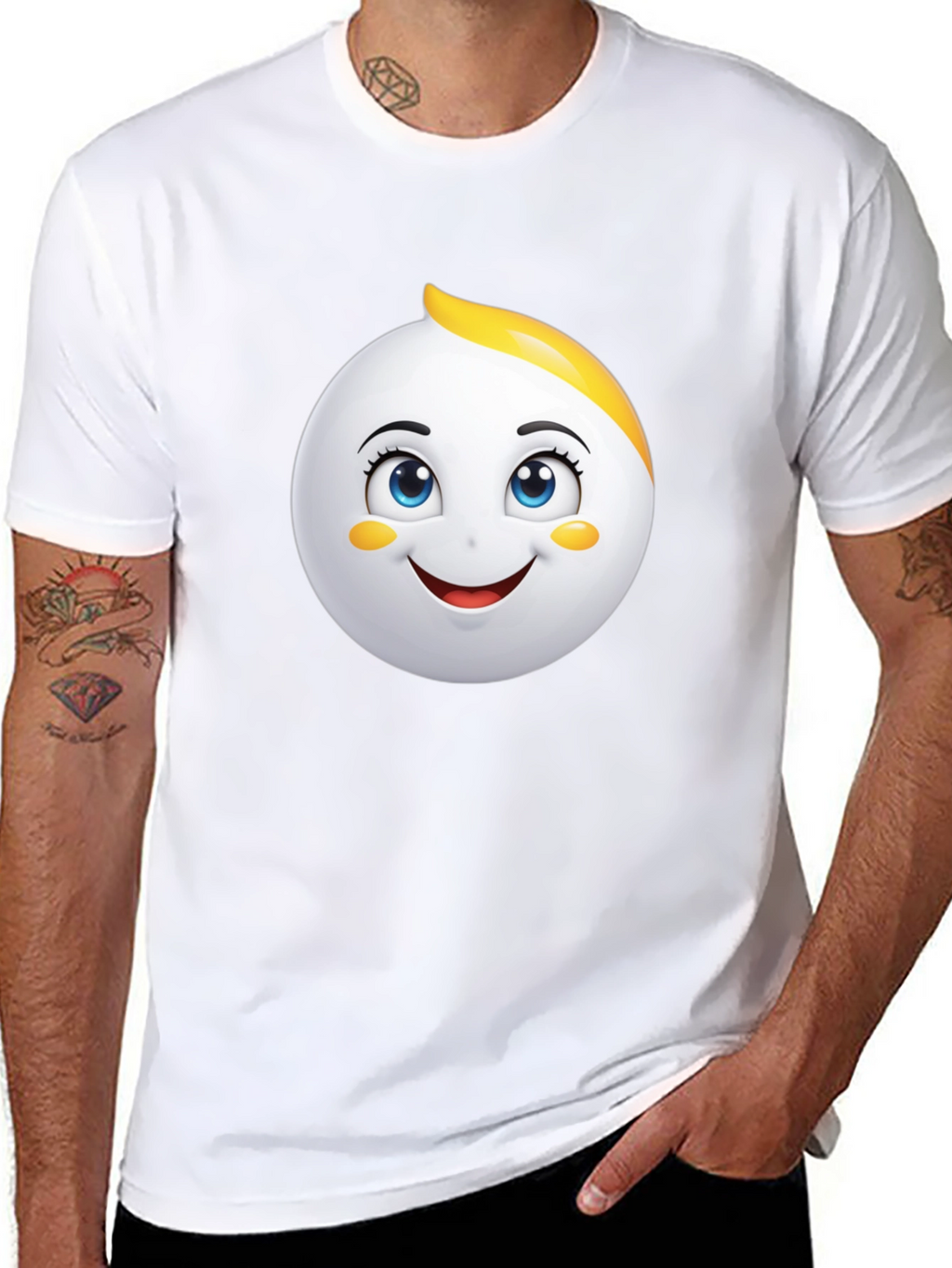 Emoji Face Graphic Black T-Shirt