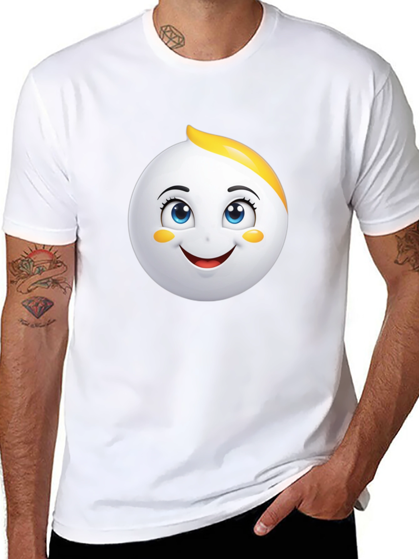 Emoji Face Graphic Black T-Shirt