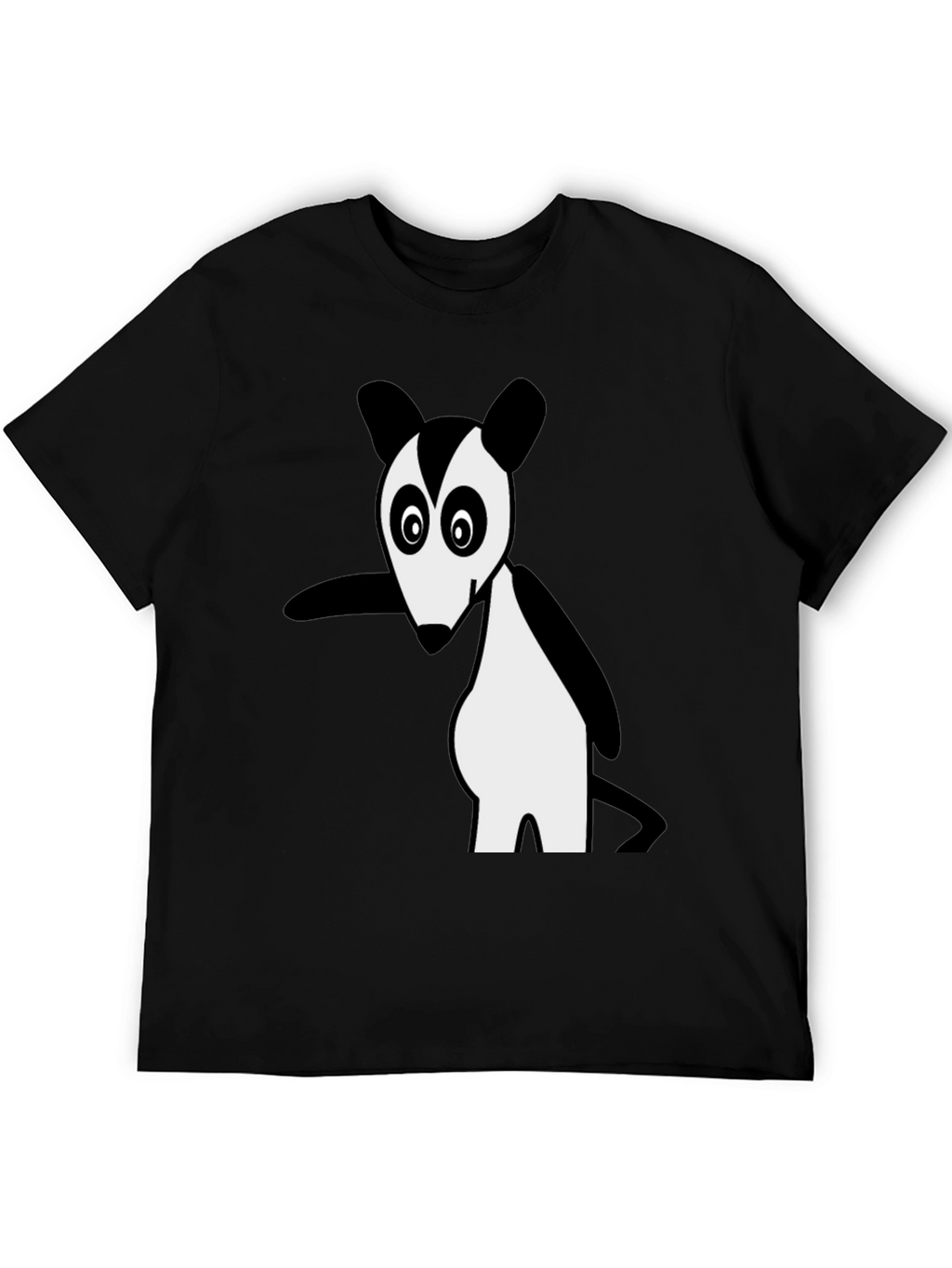 Cartoon Opossum Black T-Shirt