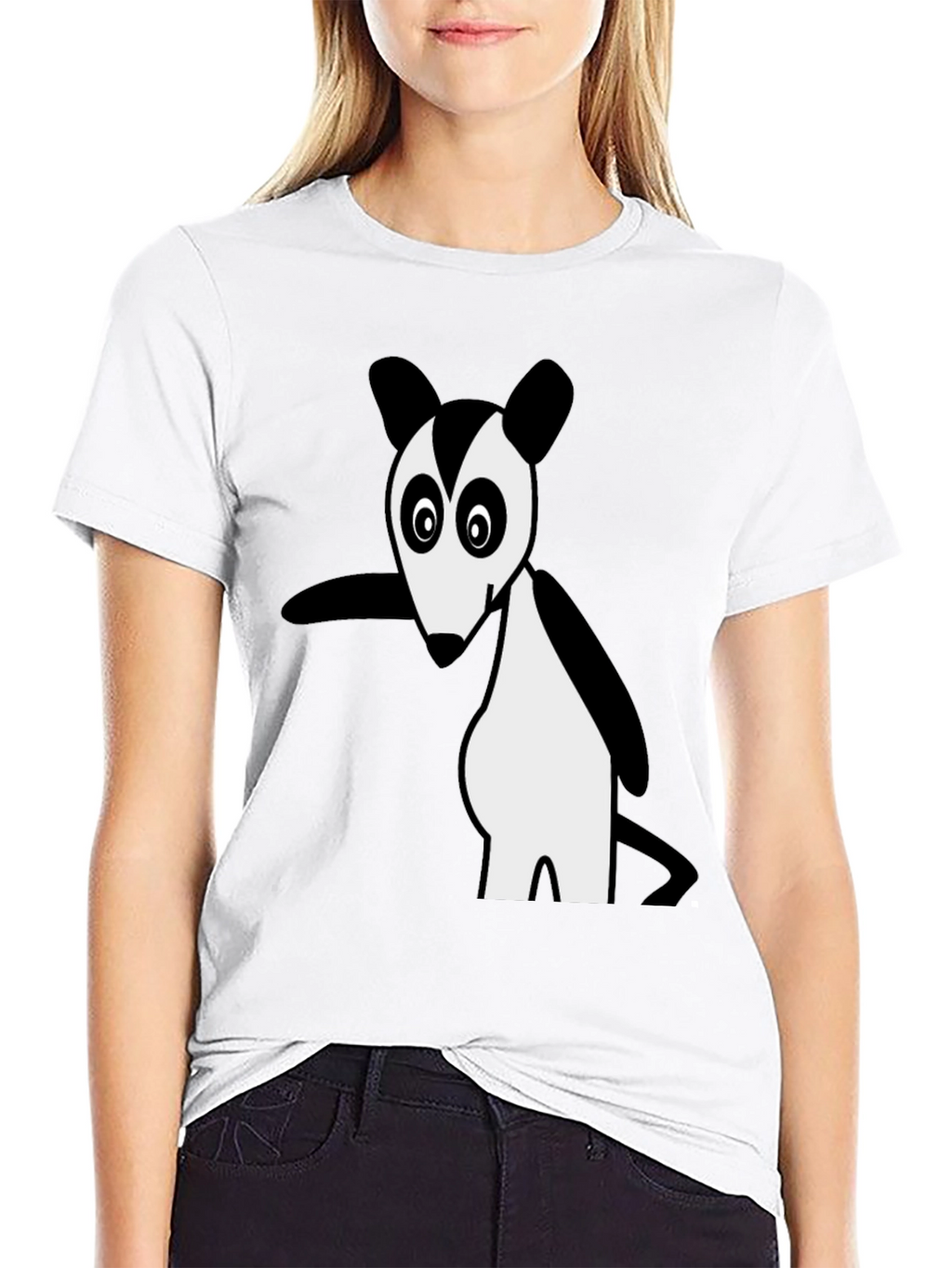 Cartoon Opossum Black T-Shirt