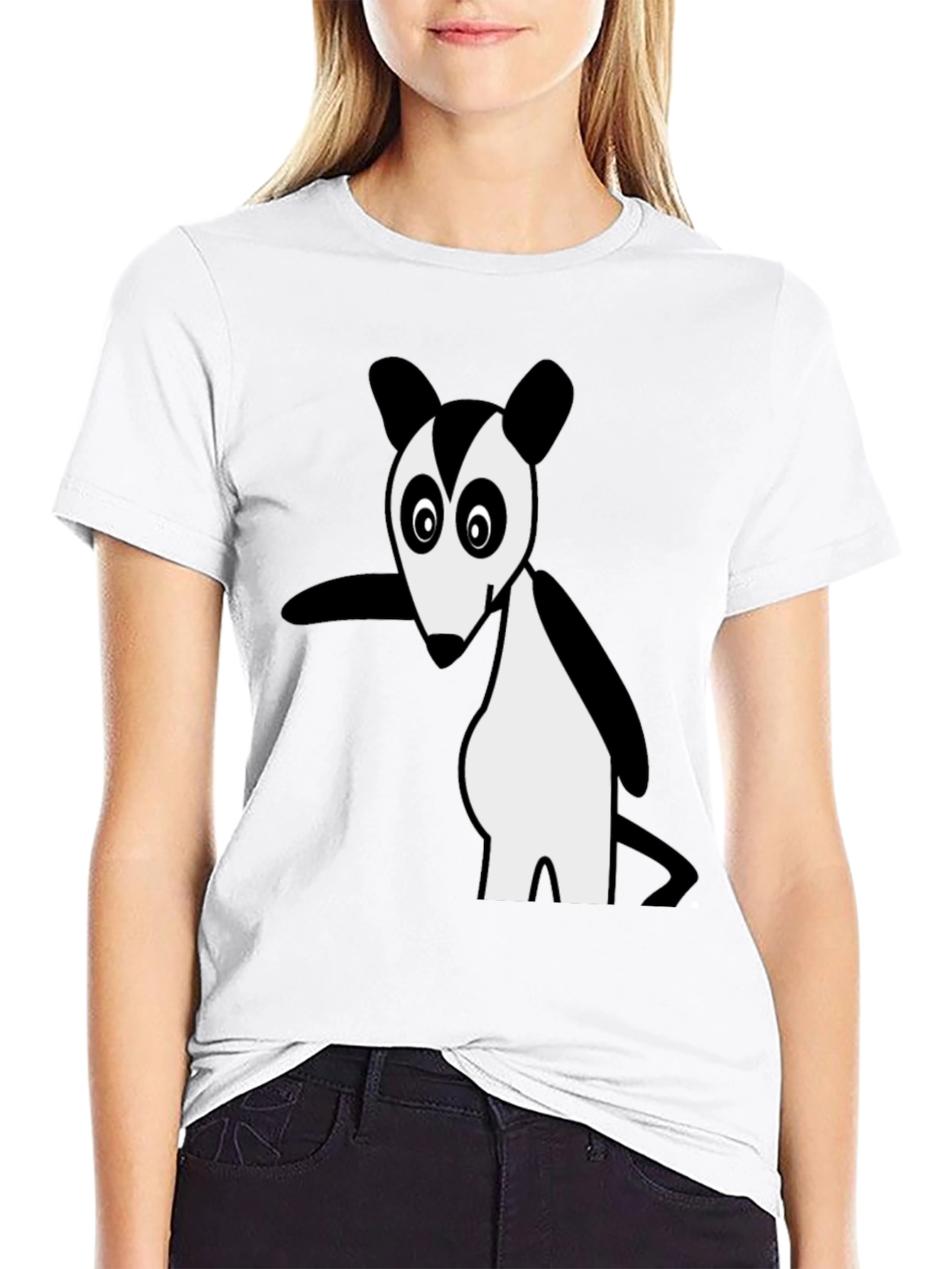 Cartoon Opossum Black T-Shirt