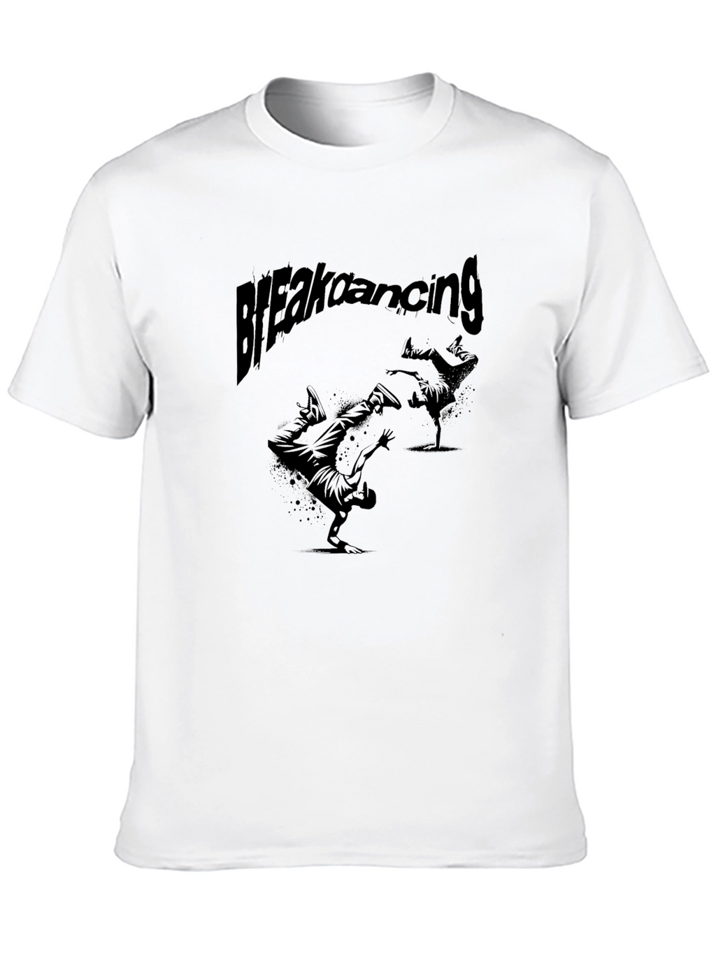Breakdancing Graphic Tee - Black Crew Neck