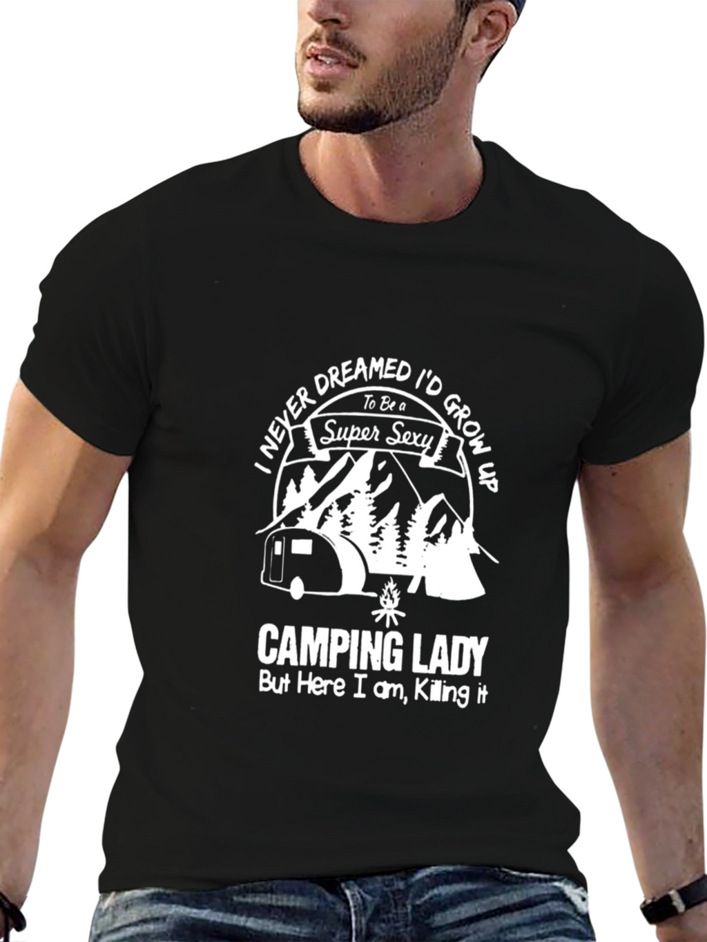 Camping Lady Super Sexy T-Shirt - Black